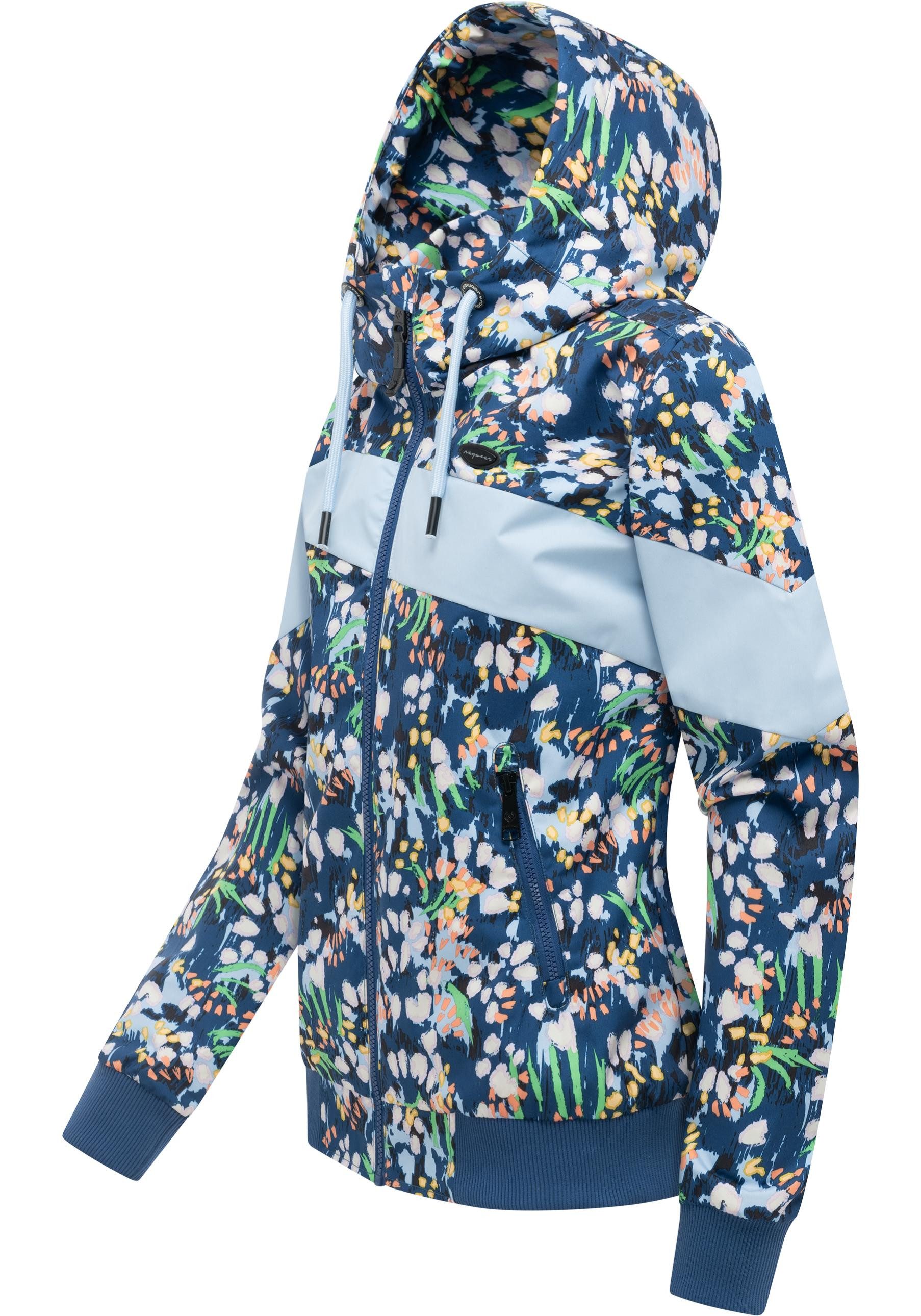 Ragwear Outdoorjacke Nuggie Block Flower modische Damen Freizeitjacke mit floralem Print