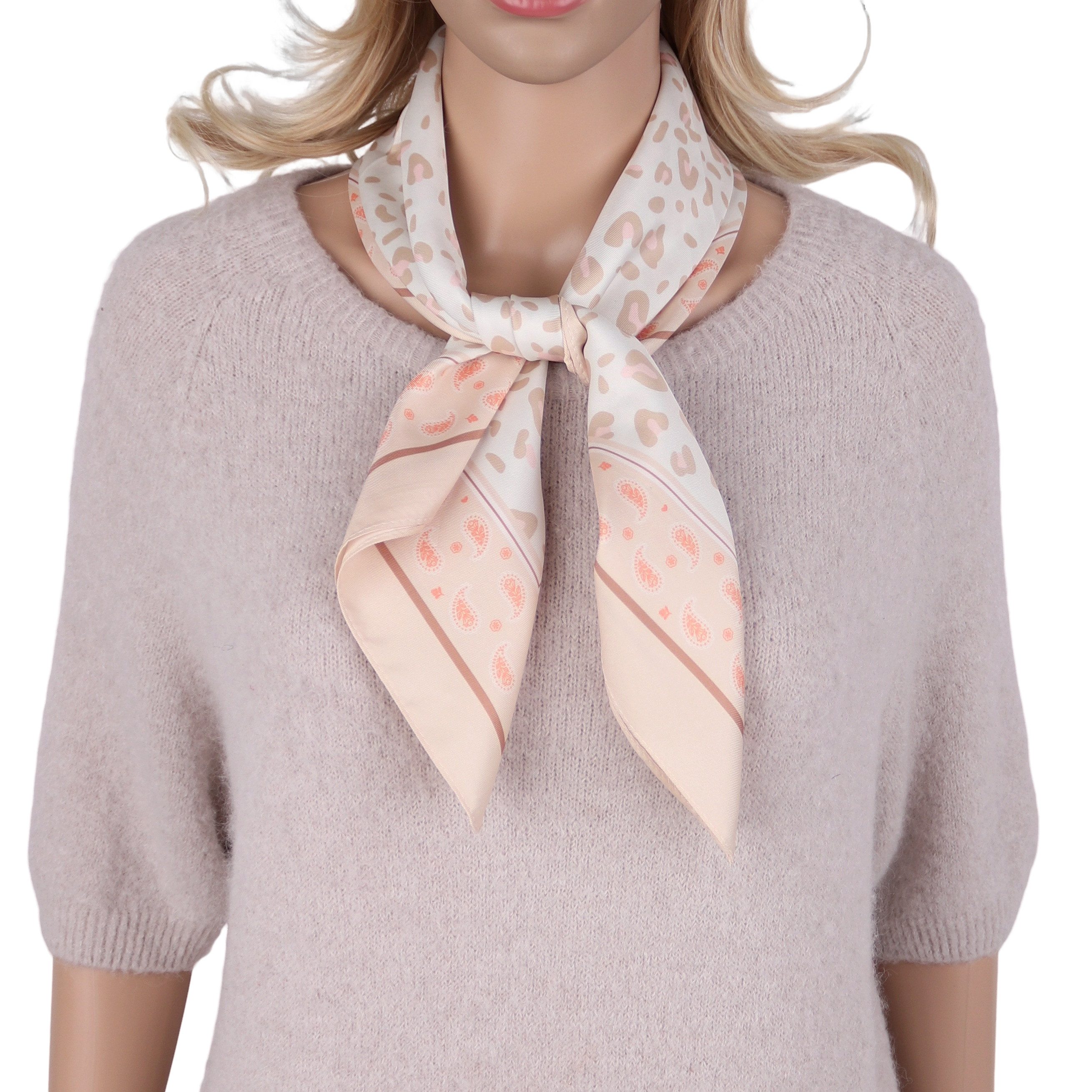 MIRROSI Nickituch Vierecktuch ca. 70x70 cm Leo Muster, Damen Halstuch deal für Frühling,Sommer, Herbst