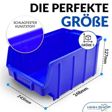 HMH Stapelbox 26 blaue Stapelboxen Größe 3 Sichtlagerästen Blau Sortierboxen