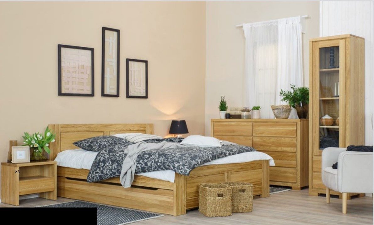 Xlmoebel Holzbett Massives Holzbett aus Echtholz im rustikalen Hotelstil (Bett, Bett), Hergestellt in Europa
