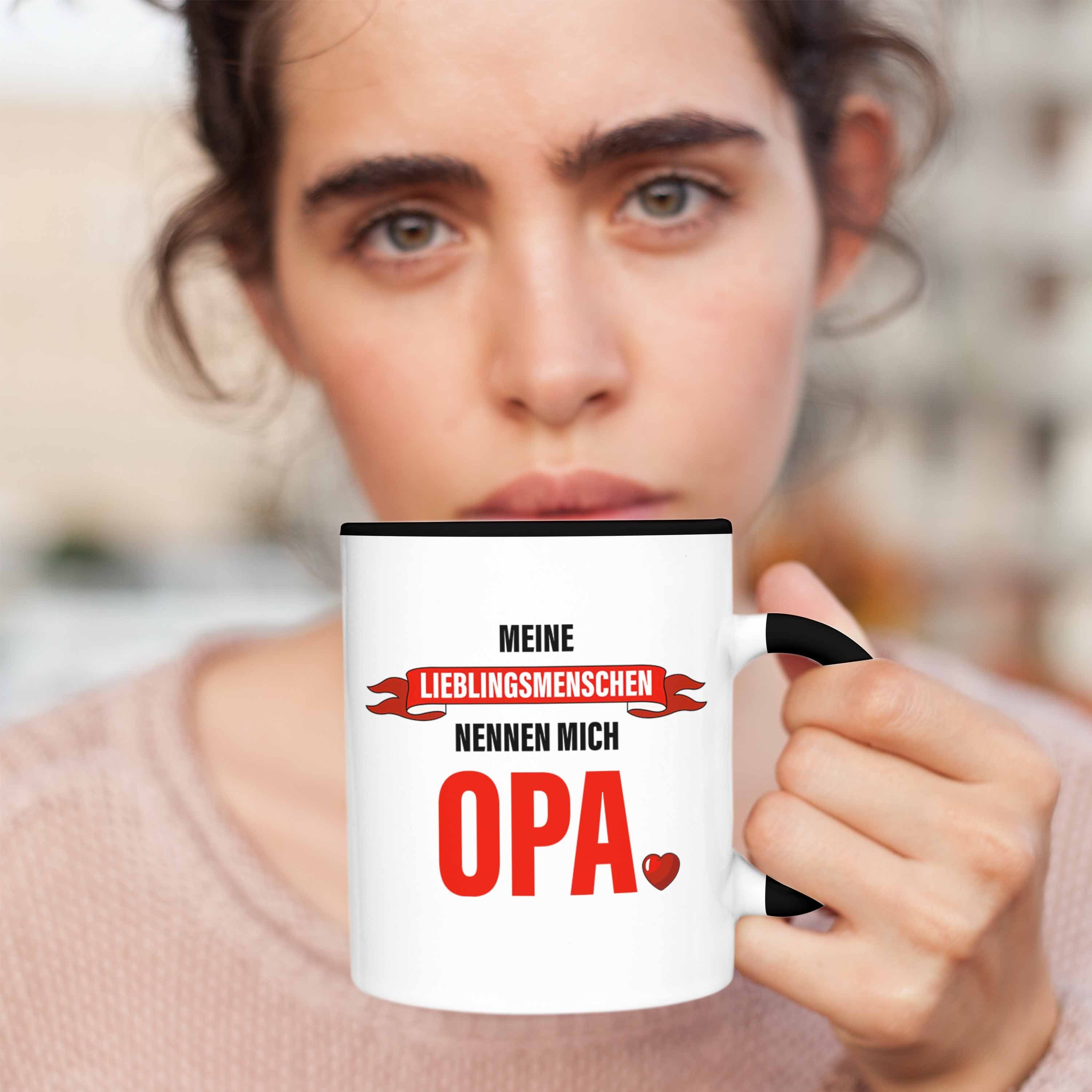 Trendation Tasse Opa Vatertag - Geschenke Spruch Geschenkidee Tasse Trendation Schwarz Großvater Nichte Opa mit Geschenk Enkel