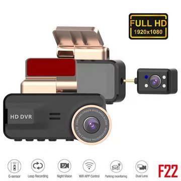 HOUROC Dashcam 1920*1080P FHD Autokamera mit 3.16 Zoll Bildschirm Dashcam (WLAN (Wi-Fi), G-Sensor, Parküberwachung, Loop-Aufnahme, Vorne und Hinten Autokamera, Nachtsicht, 150° Weitwinkelobjektiv)