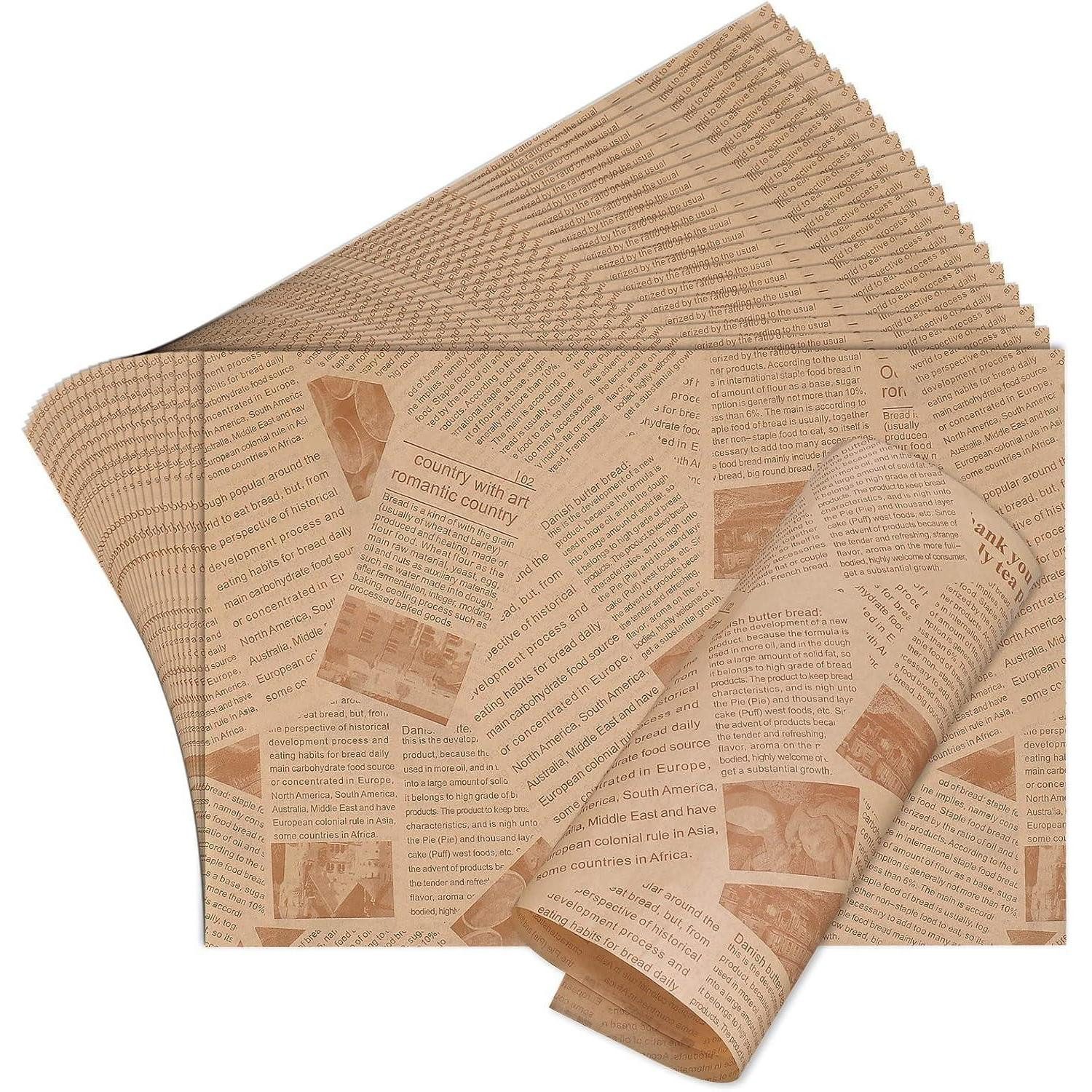 LuxusKollektion Backpapier 100 Blätter Backpapier Pommes Wachspapier 33x23cm - Lebensmittel Deli