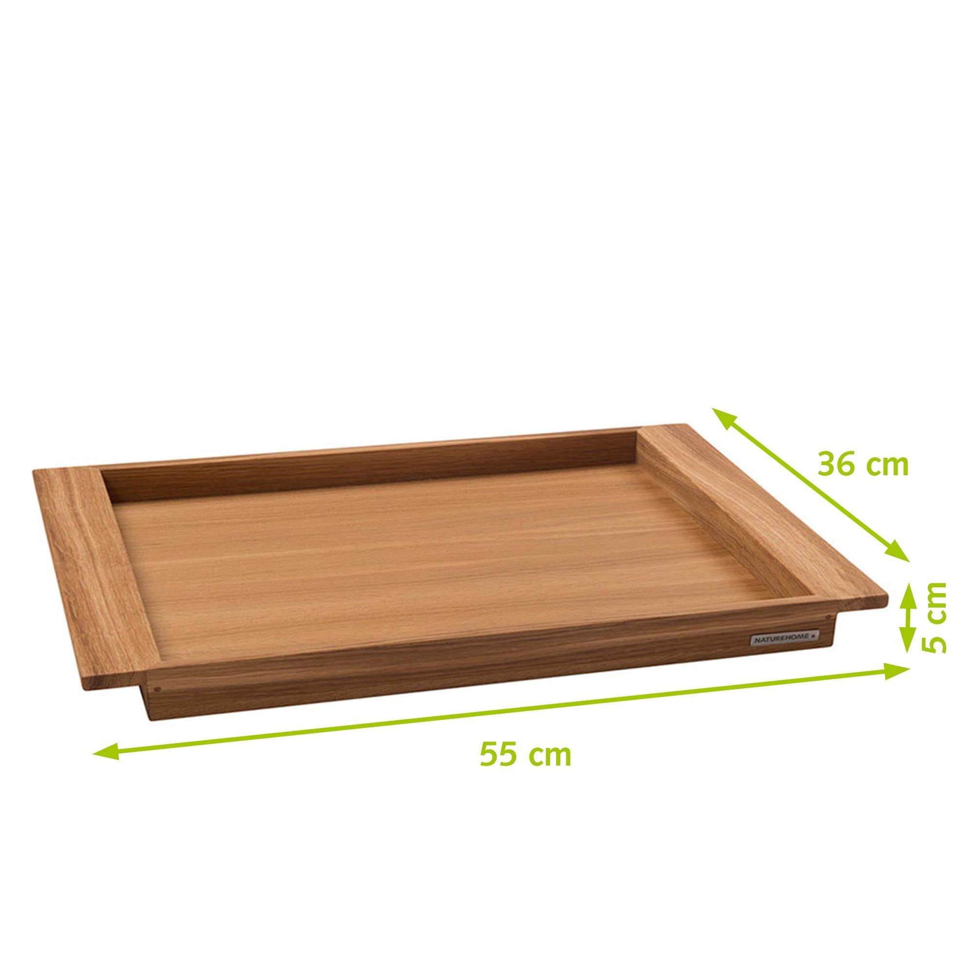 NATUREHOME Tablett / Design-Arbeit NH-E 55x36x4cm Massivholz, / Eichenholz, 64x43x4 Handarbeit, Natur-Natur Holztablett Größen, (44x28x4cm cm), Eiche versch. Eichenholz, Nachhaltiges