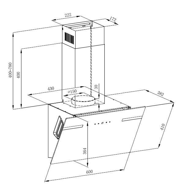 RESPEKTA Kopffreihaube CH 69060 Hintergrundbeleuchtung 60 Leistungsstufen, Touch-Control, schwarz SA+, cm, 3