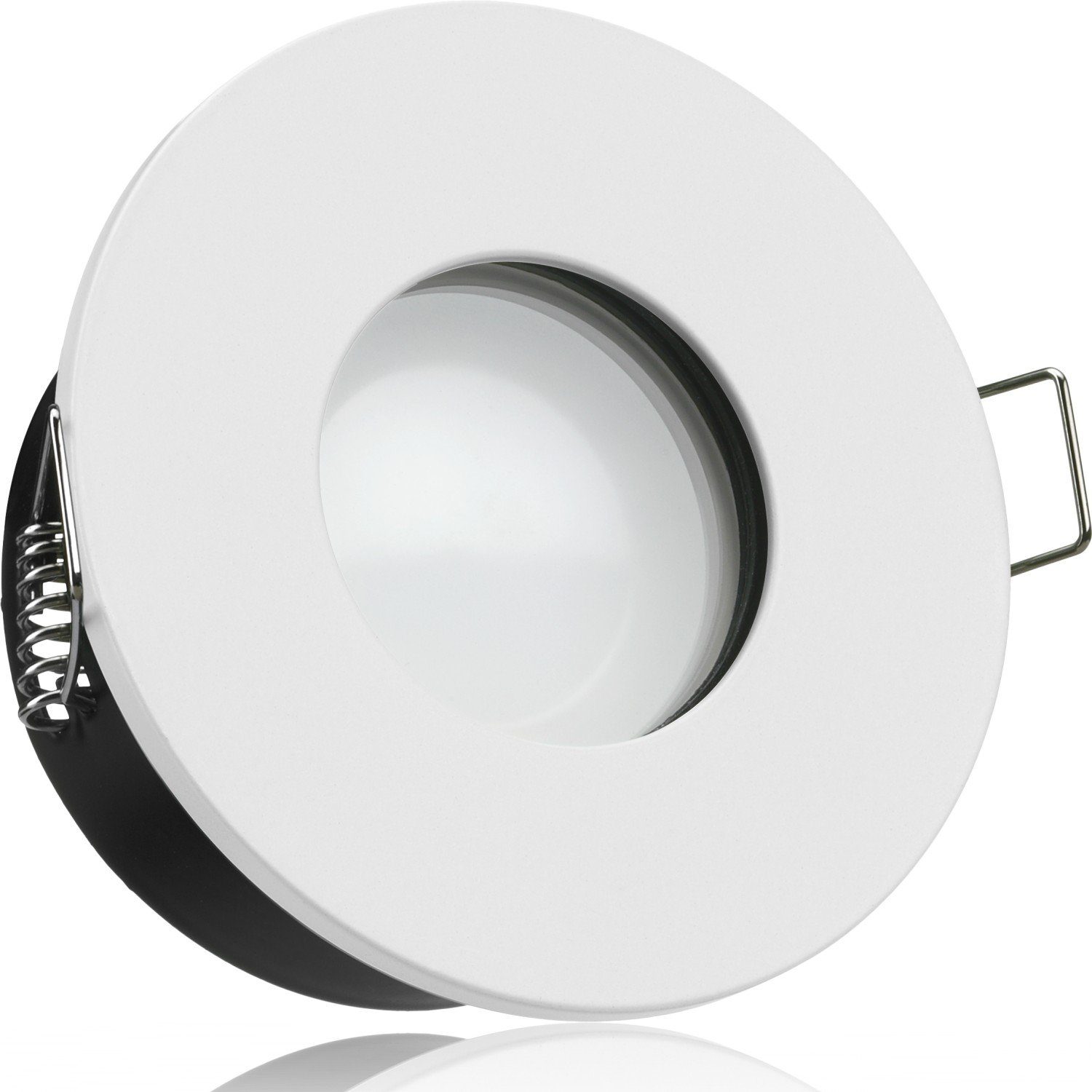 LEDANDO LED Einbaustrahler IP65 LED Einbaustrahler Set extra flach in weiß mit 5W Leuchtmittel vo
