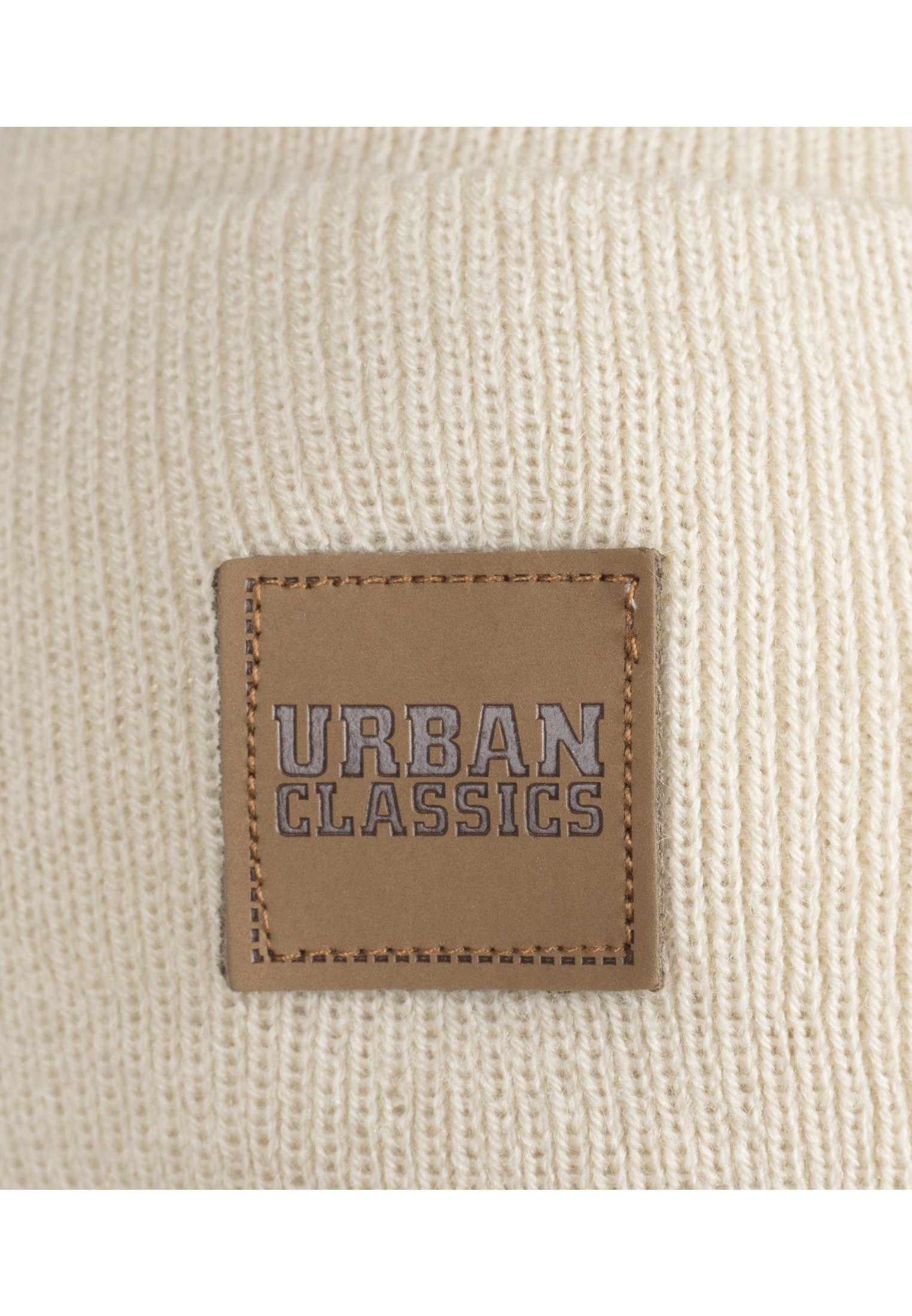 URBAN (1-St) Synthetic Long sand Leatherpatch Beanie Beanie CLASSICS Unisex