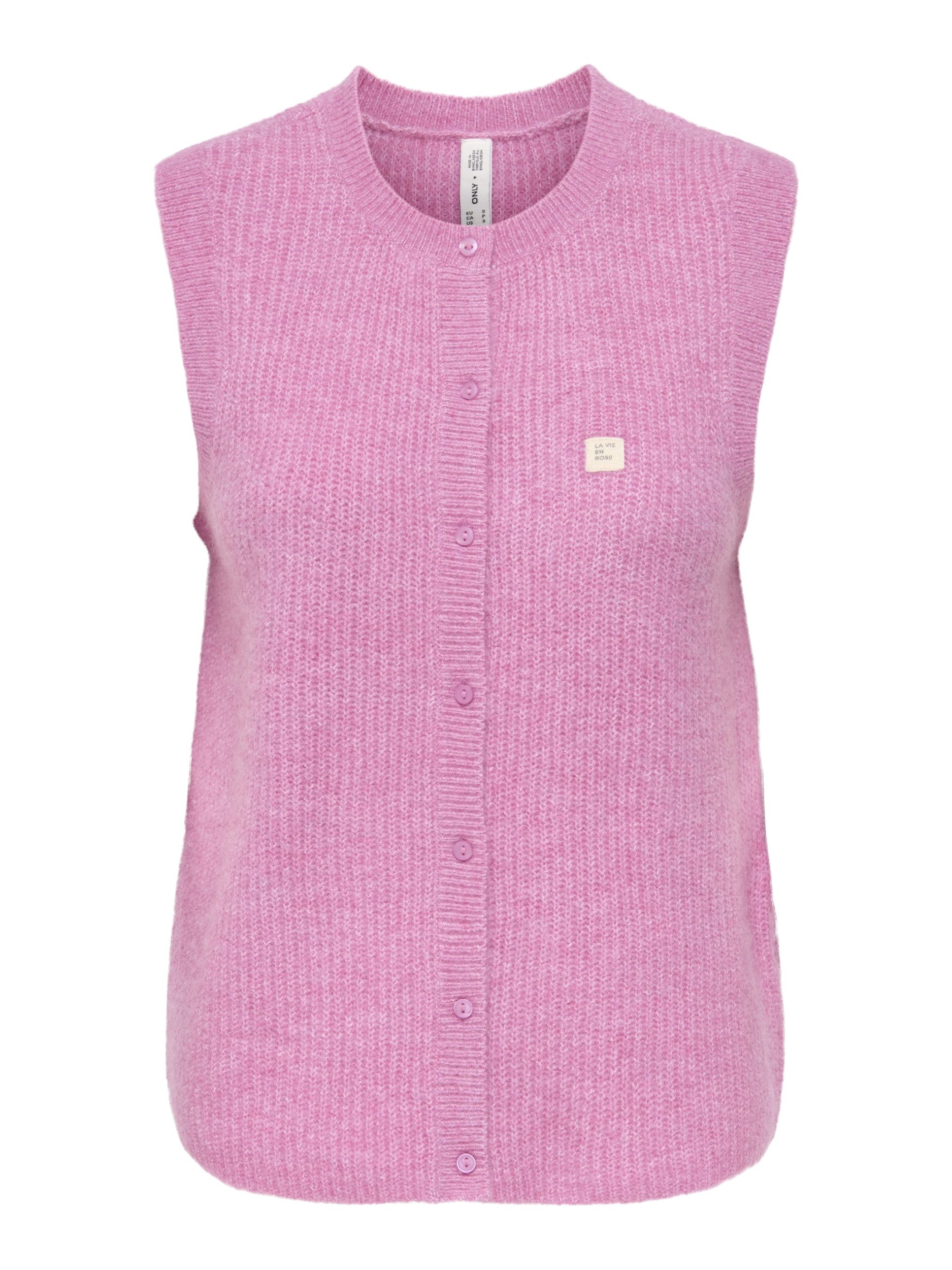 ONLY & SONS Strickjacke ONLVIGGA SL O-NECK BADGE BUTTON VES 286456003 Cyclamen/M