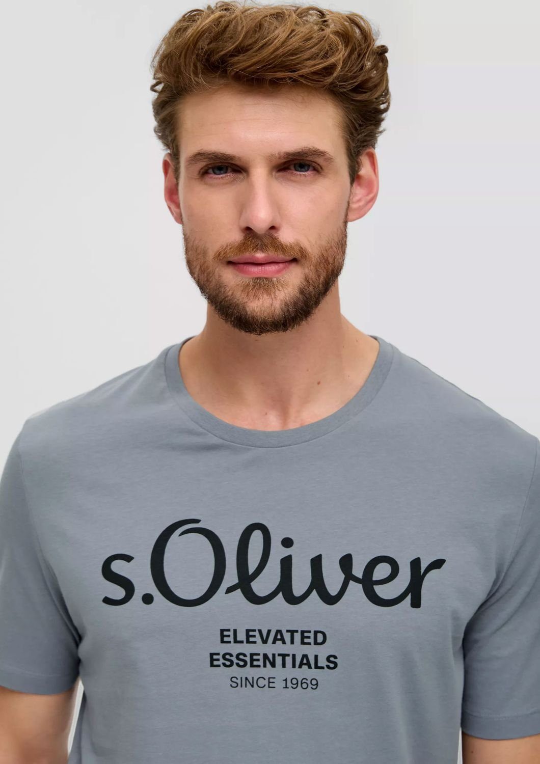 s.Oliver T-Shirt (2-tlg) mit grau im Rundhals-Ausschnitt, Logo-Aufdruck Pack kurzarm, 2er