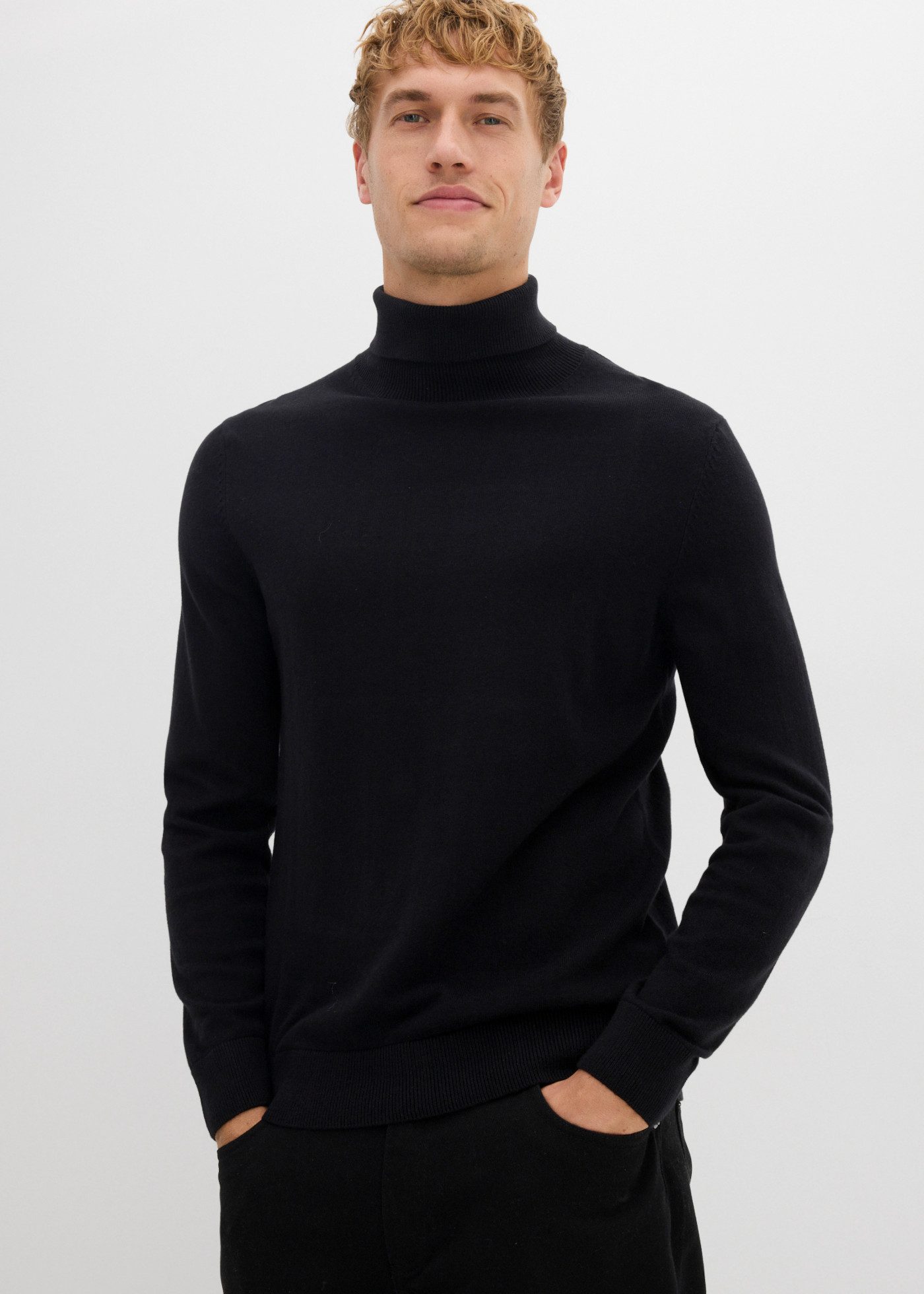 bonprix Rollkragenpullover eleganter Stil, aus Baumwolle und Wolle, Slim Fit Passform