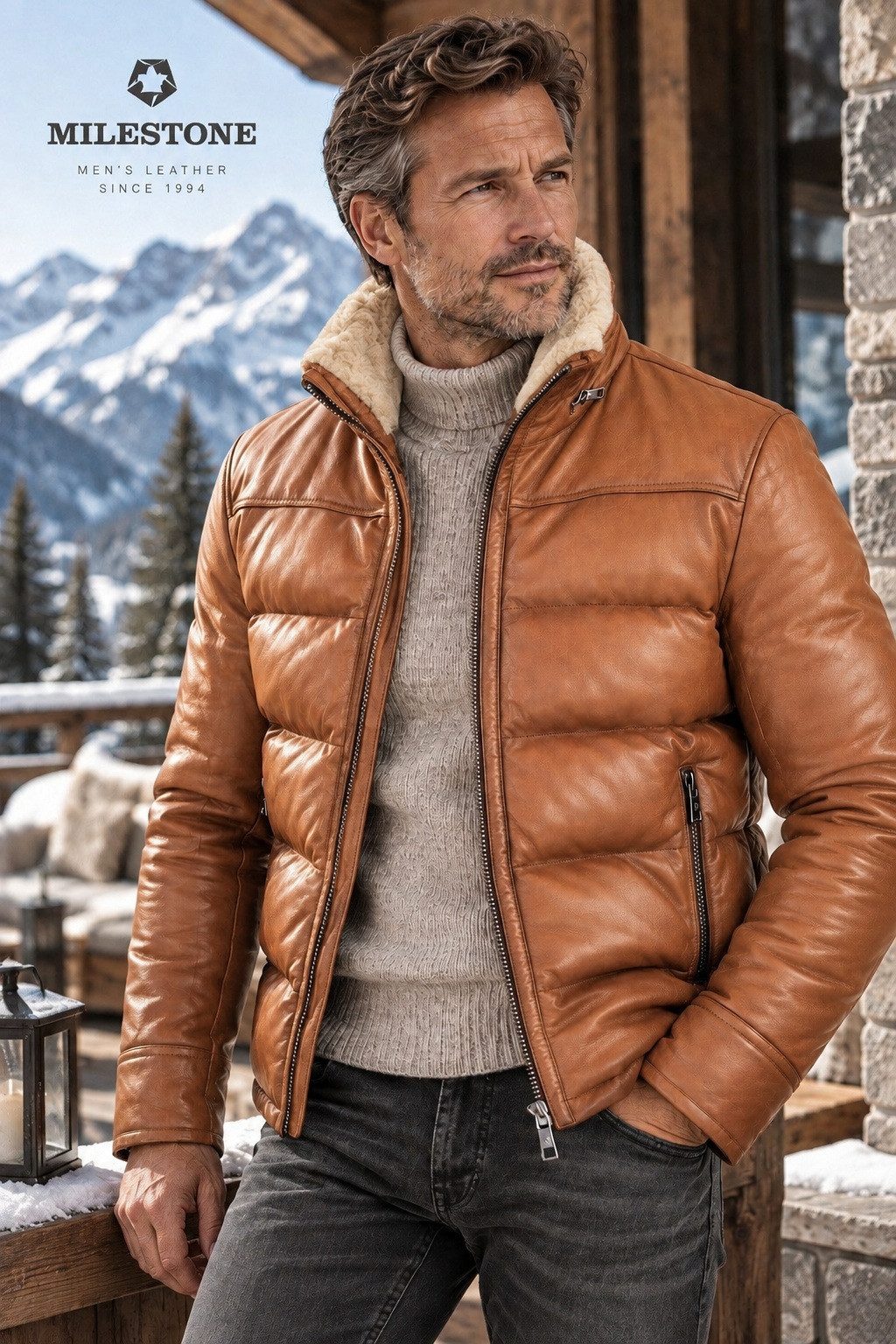 MILESTONE Lederjacke MSKilian Lammlederjacke mit echtem Lammfellkragen und warmer Wattierung