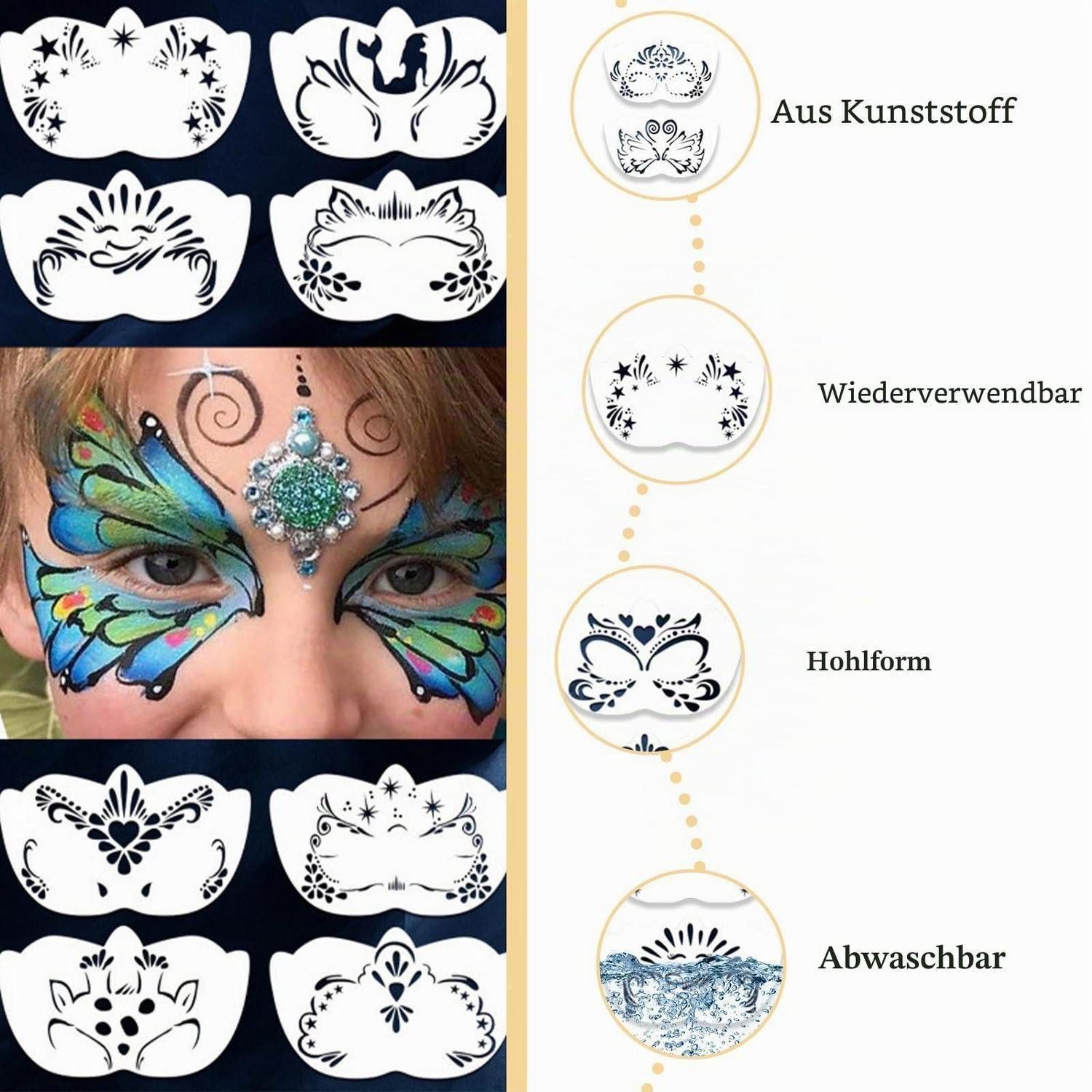 LuxusKollektion Kindertattoo Tattoo Schablonen Kinder 16er Set wiederverwendbar