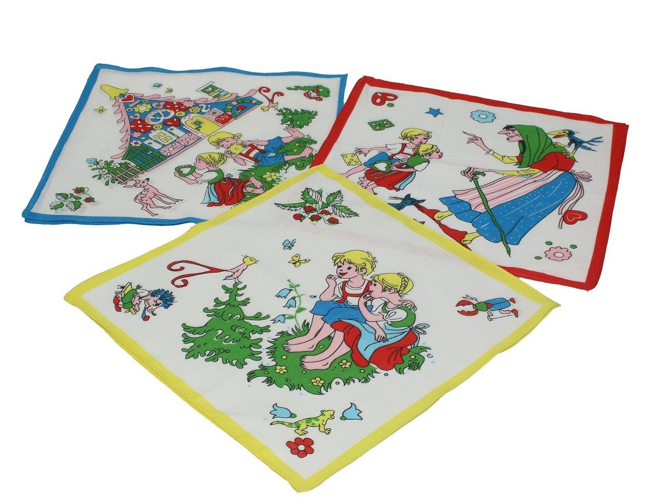 Betz Taschentuch 12 Stück Kinder Stoff Носовые платки Kindertaschentücher Set Размер 26x26 cm 100% Baumwolle Märchen Motive (Hänsel & Gretel) Design 7