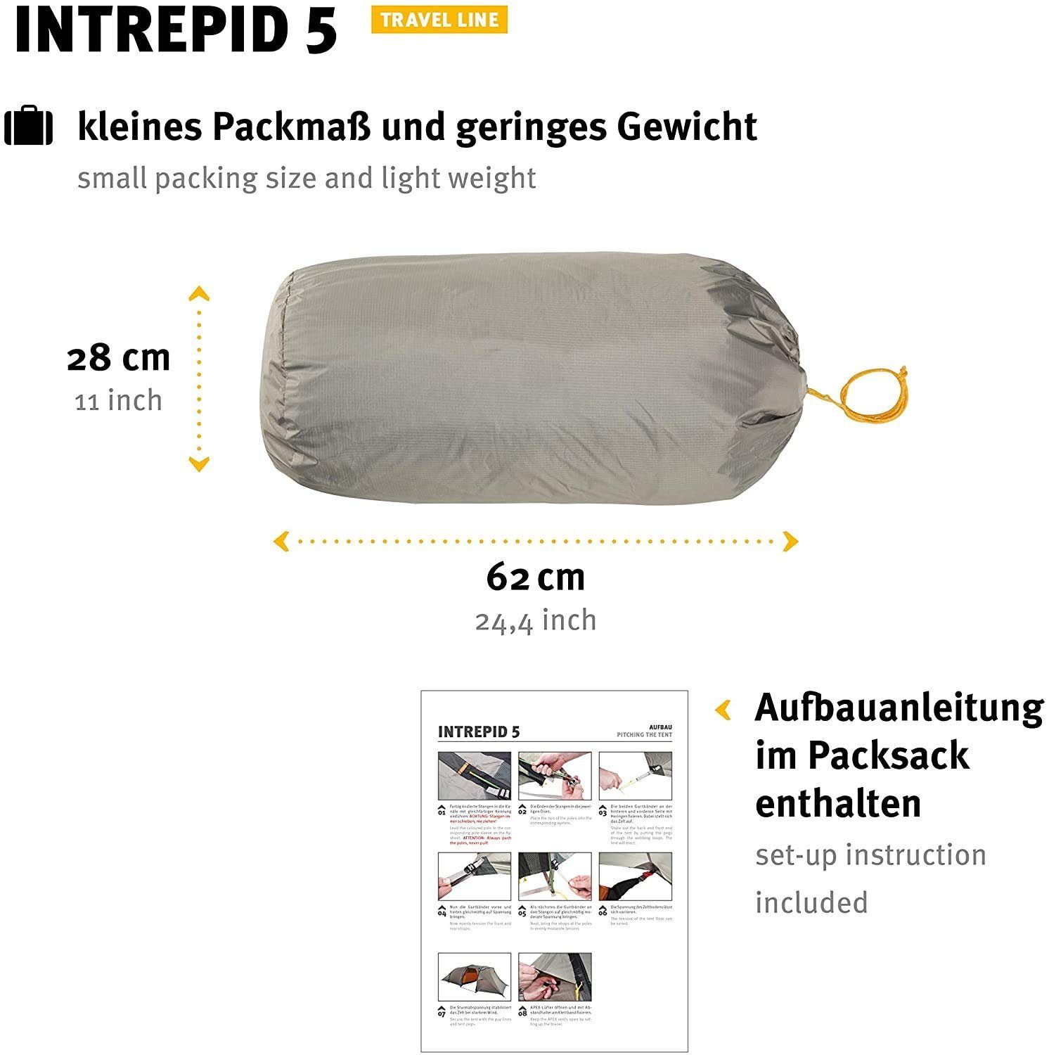 5 5 Personen: Line Intrepid Tunnelzelt 5-Personen Familienzelt, Travel - - Tents Wechsel