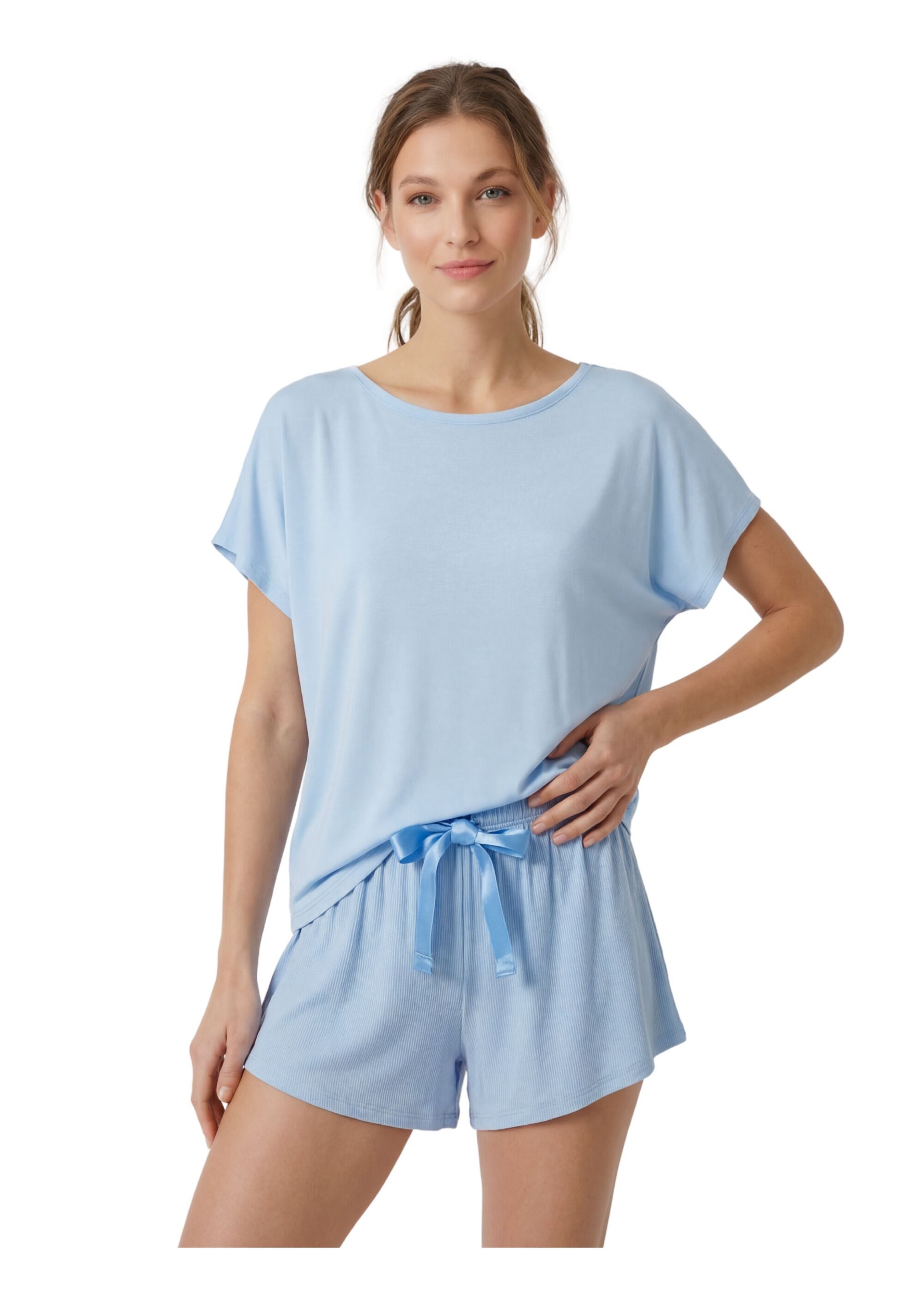 MYJAMA Pyjamaoberteil Curly Klassisch, weiche Qualität, elastisch, figurumschmeichelnd