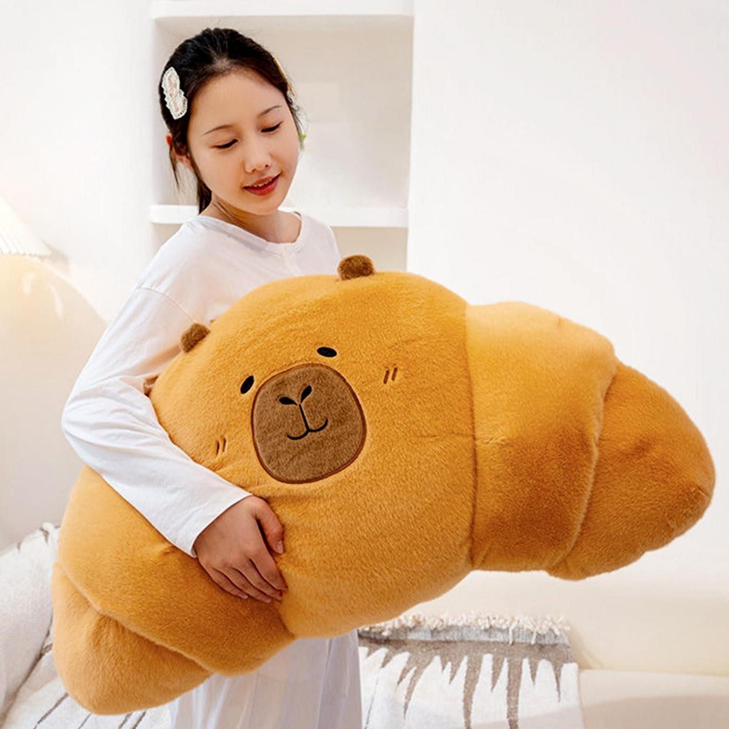 LuxusKollektion Kuscheltier Plüschtier Croissant Capybara Plüsch Kissen Geschenk Kinder 100cm