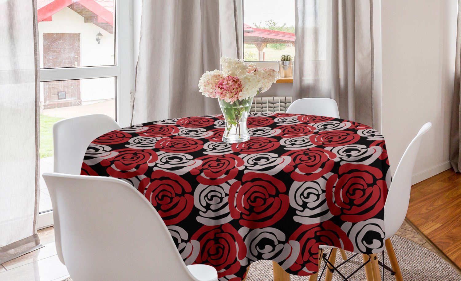Abakuhaus Tischdecke Kreis Tischdecke Abdeckung für Esszimmer Küche Dekoration, Blumen Digitale Hervorgehoben Rose