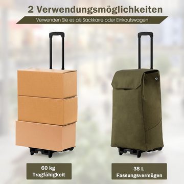 COSTWAY Einkaufstrolley, 38 l, bis 60kg belastbar, 3-stufig höhenverstellbar