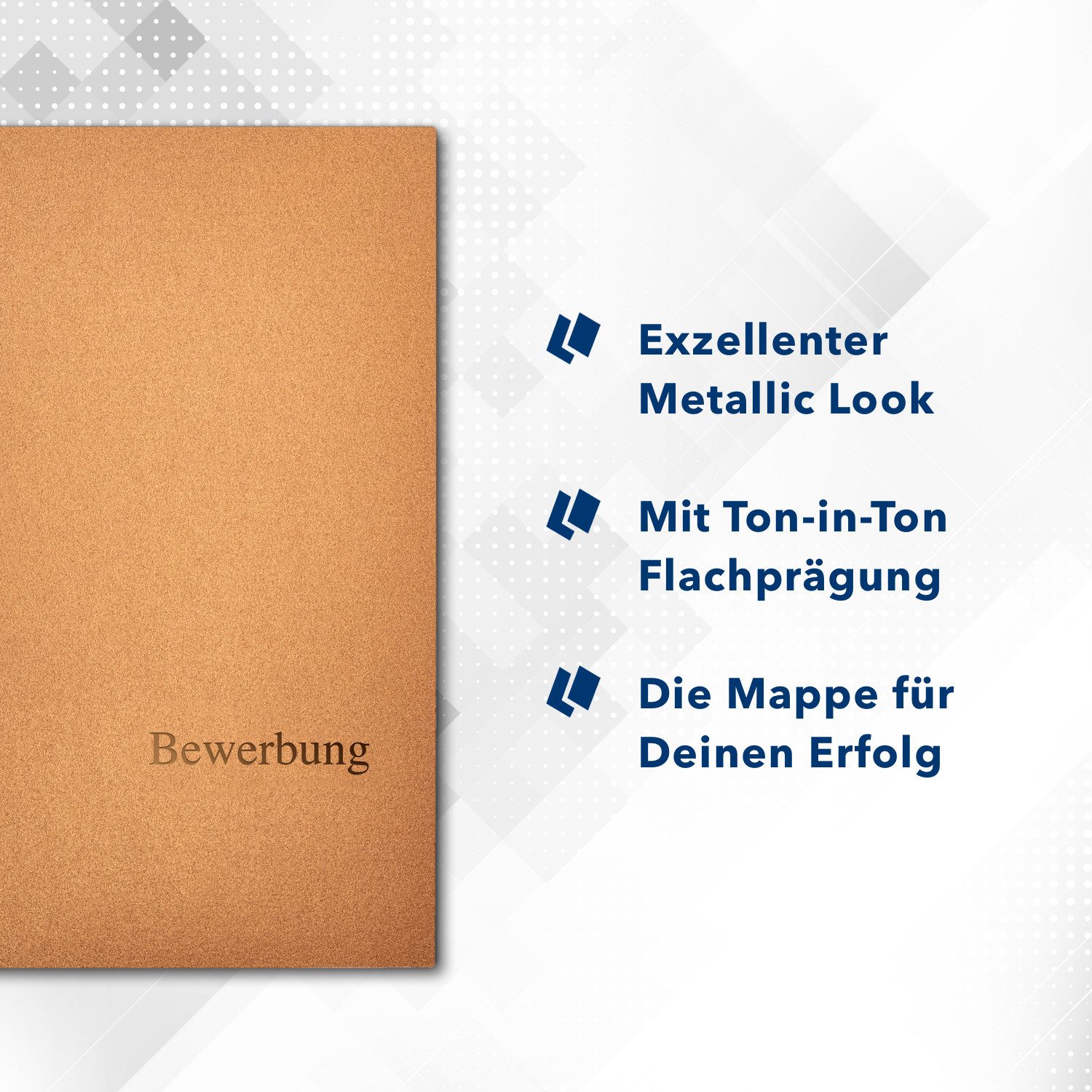 STRATAG Bewerbungsmappe Esclusiva® Exzellent-plus Metallic - 5 Stück 4-tlg mit 2 Klemmschienen (Set, 5-St., Premium-Qualität mit hochwertiger Prägung Bewerbung), direkt vom Hersteller STRATAG - handgefertigt in Deutschland