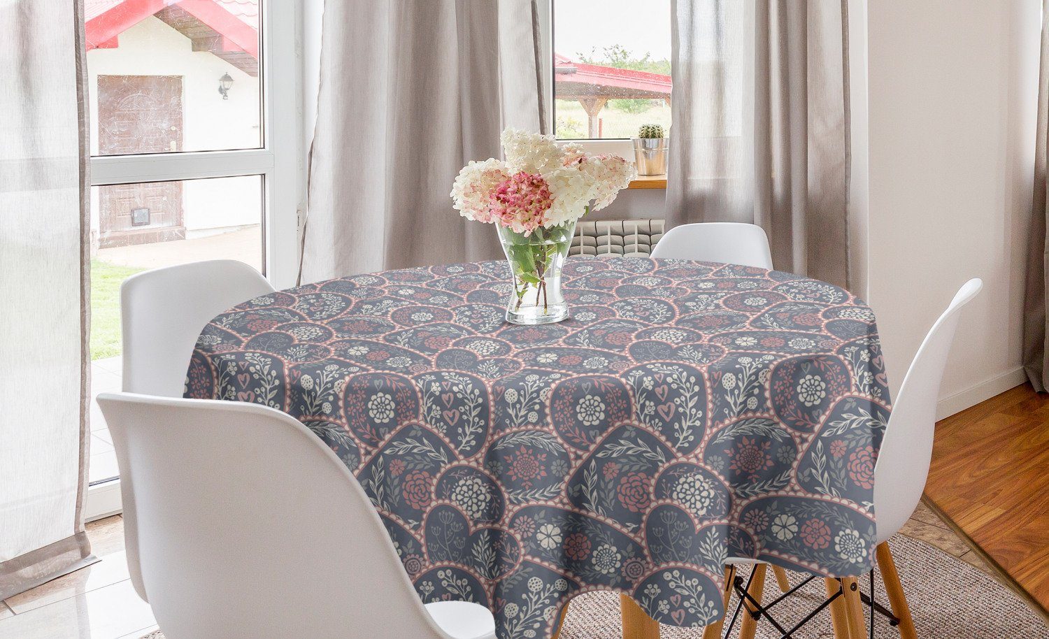 Töne Abakuhaus Gedämpfte Küche Abdeckung für Esszimmer Tischdecke Blumen Tischdecke Dekoration, Blumen Kreis Abstrakte