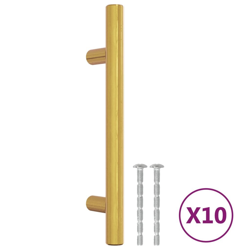 vidaXL Möbelgriff 96 mm Möbelgriffe 10 Stk Golden 96 mm Edelstahl Möbelknopf Schrankgrif