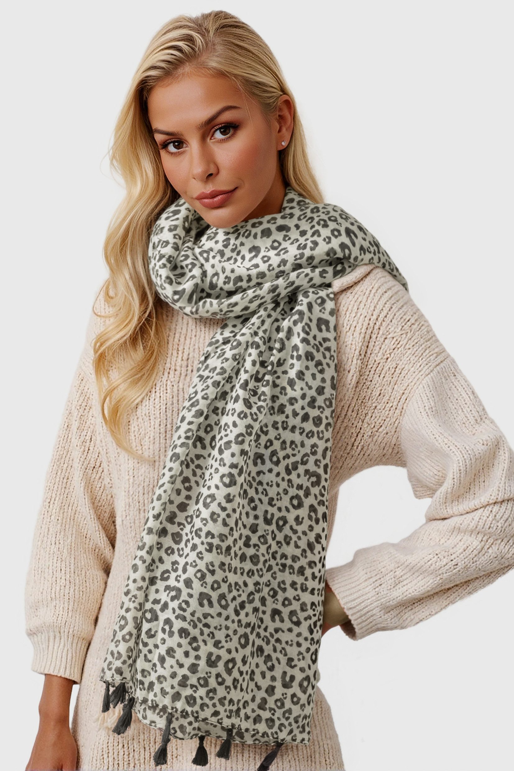 FS Collection Modeschal Damen Leopardenmuster Schal – Weich, Leicht & Vielseitig, 100% Polyester – weich, leicht & formbeständig
