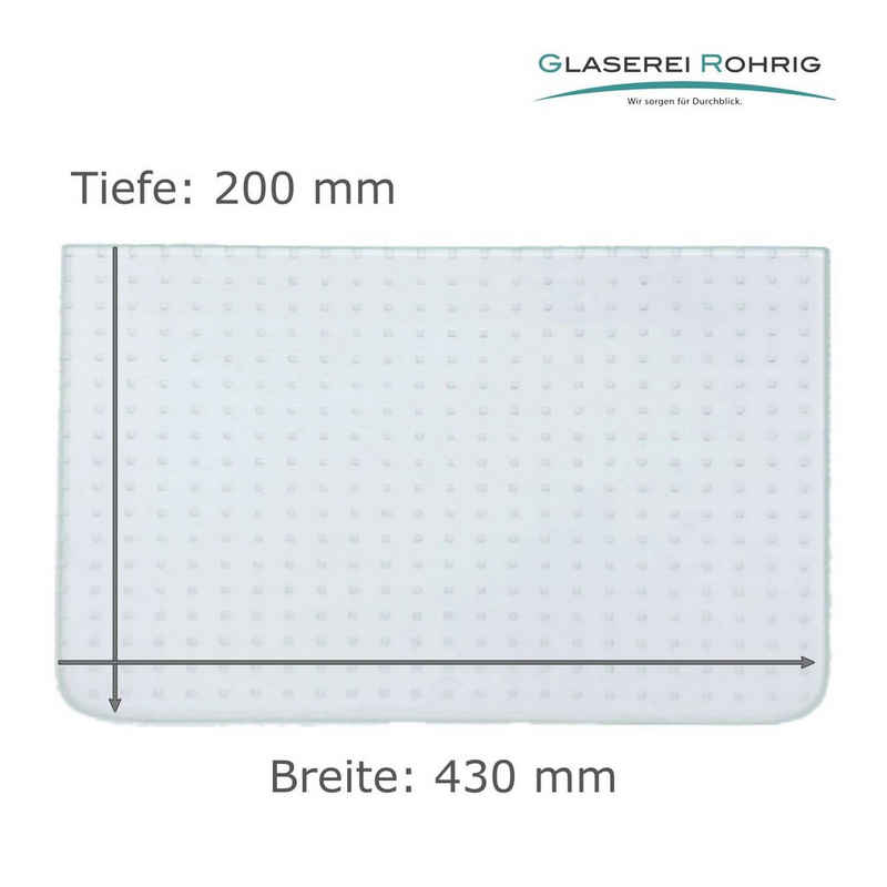 Glaserei Rohrig Einlegeboden Kühlschrank - Master Carré 4 mm (116,62 EUR/qm) - 2 Rundecken