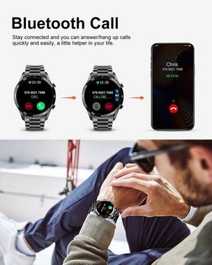 Lige Smartwatch (1,32 Zoll, Android iOS), für Herren Mit Telefonfunktion 2023 Armbanduhr Fitnessuhr Smartwatch
