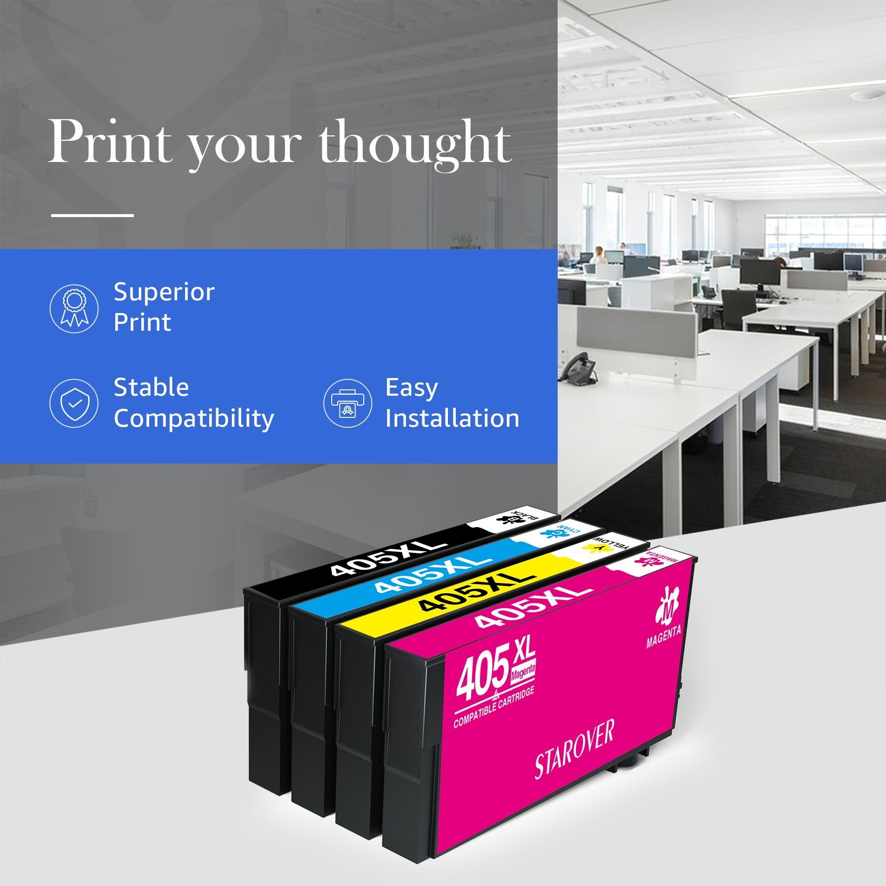 4820 STAROVER WF-7835DTWF 1x 405XL XL Magenta, Multipack 3825 405 4830 1x für pro workforce WF-7310DTW (epson Tintenpatrone (4er-pack) Cyan, 1x WF-7830DTWF WF-3820 4825 Druckerpatronen EPSON WF-7840DTWF) Schwarz, Gelb DWF, 1x