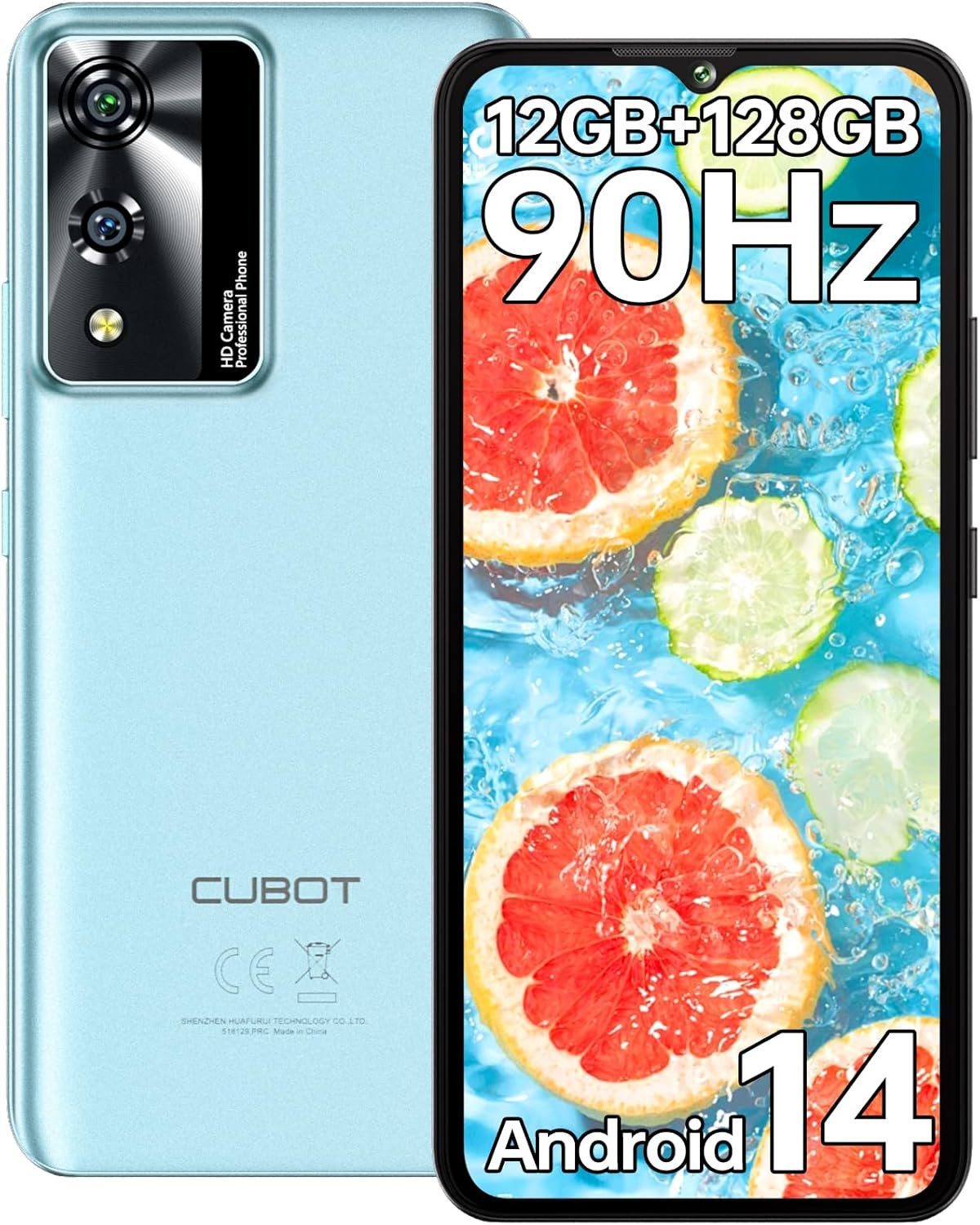 Cubot A10 Smartphone (16,66 cm/6.56 Zoll, 128 GB Speicherplatz, 48 MP Kamera, 12GB RAM + 128GB ROM, 6.56 Zoll 90Hz HD+ Display, 5100mAh, Face ID)