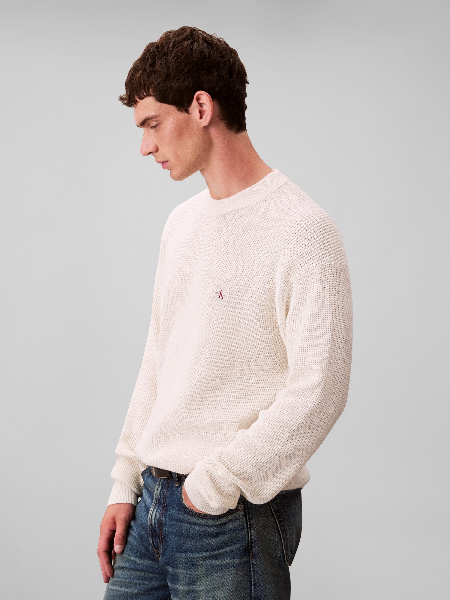 Calvin Klein Jeans Rundhalspullover LS EZ COTTON WAFFLE CRWNK SWTR 9 Rundha günstig online kaufen