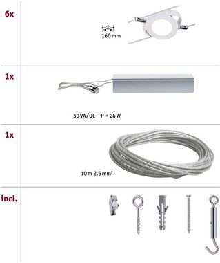 Paulmann LED Deckenleuchte, LED fest integriert, Warmweiß, Wohnzimmerlampe LED 6x4W RoundMac 230V/12V DC Weiß matt