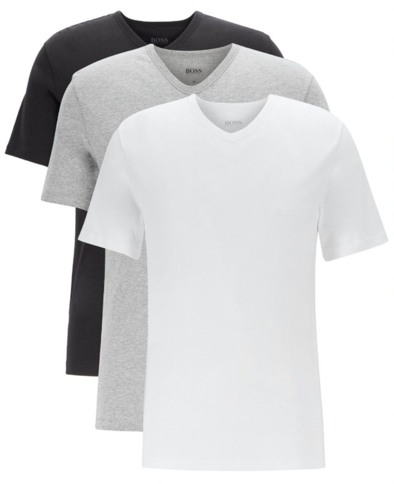 T-Shirt 3er-Pack Dreierpack V-Kragen Regular Fit S