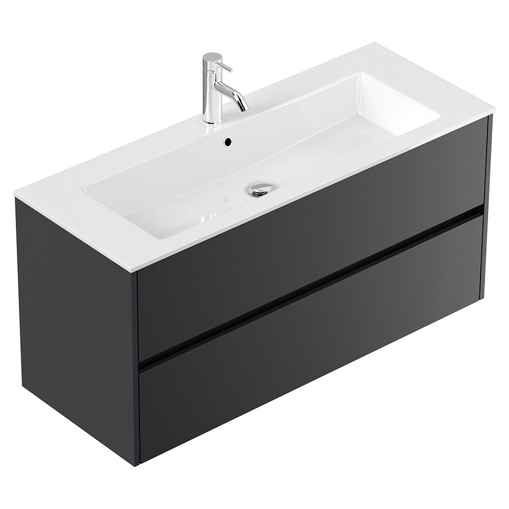 Lomadox Waschtisch LIVIGNO-02, 120cm breit, Mineralgusswaschbecken, graphit matt