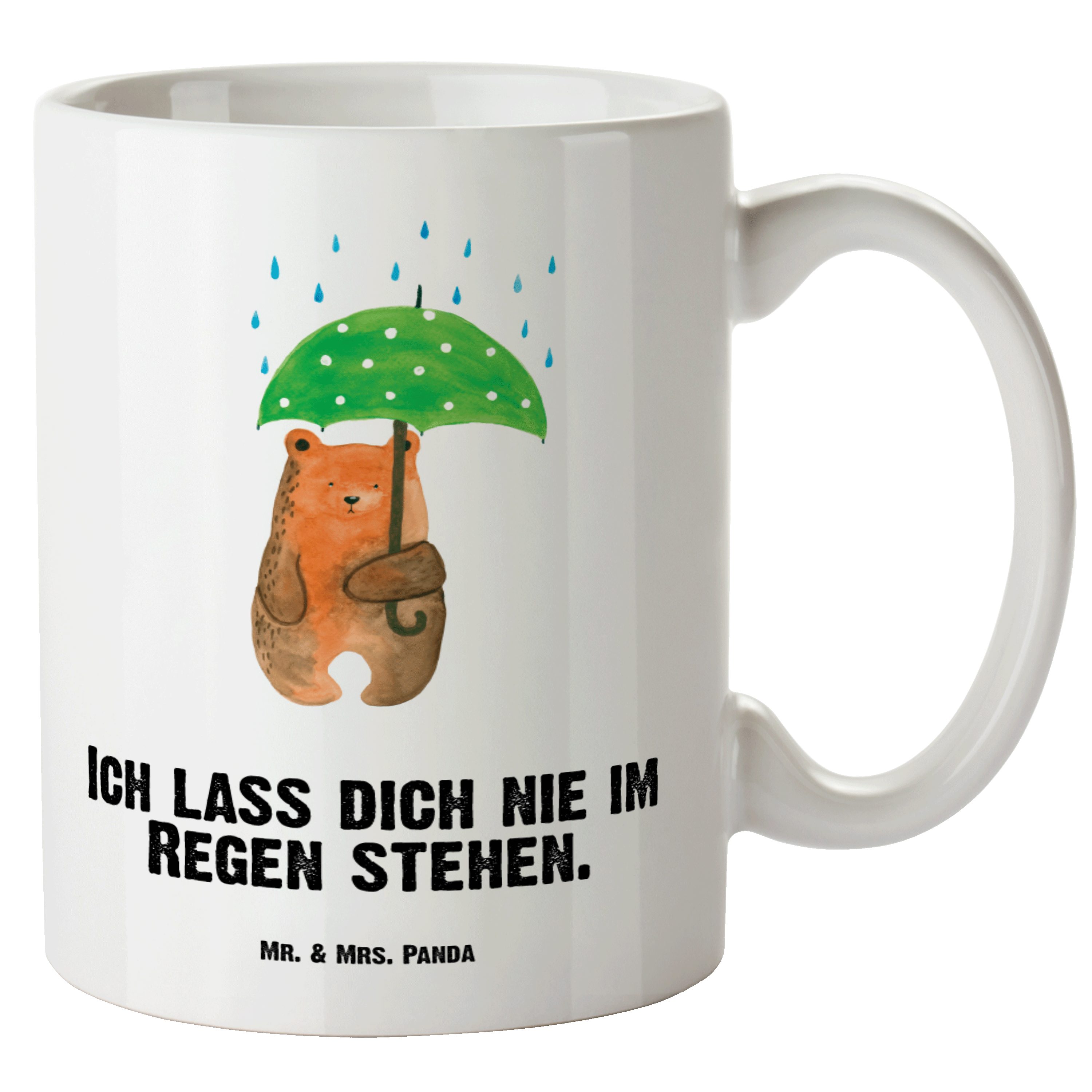 Mr. & Mrs. Panda Tasse Bär mit Regenschirm - Weiß - Geschenk, Liebesbeweis, XL Becher, Freun, XL Tasse Keramik