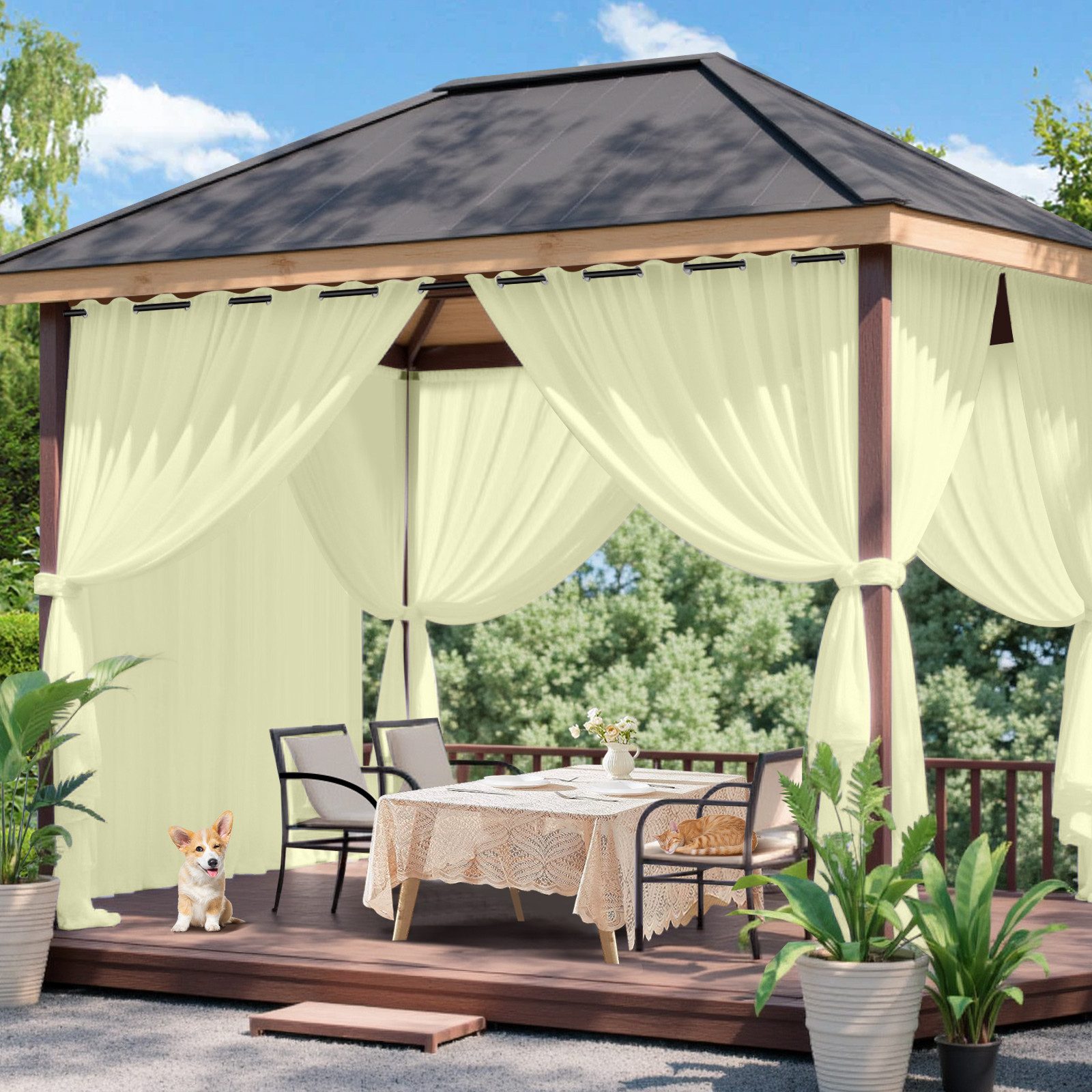 Jibenhome Outdoorgardine Verdunkelungsgardine Ösen Vorhang Wetterfest& günstig online kaufen