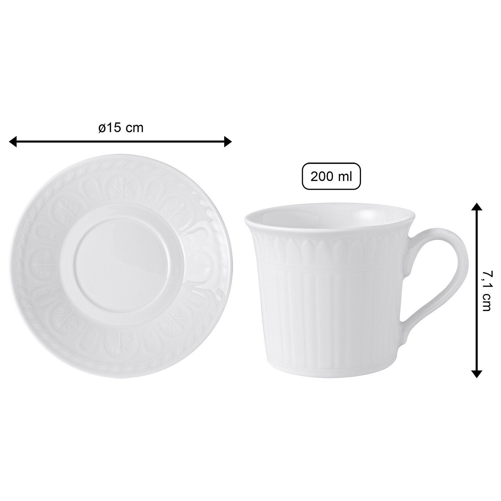 Villeroy & Boch Tasse Cellini Kaffeetasse mit Untertasse 200 ml 2er Set, 2-tlg., Porzellan