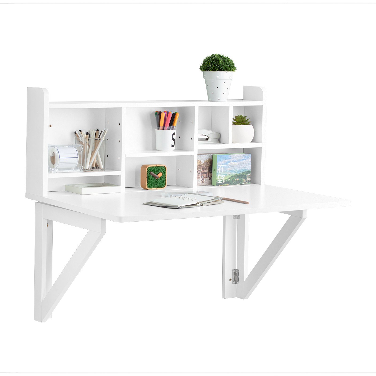 SoBuy Klapptisch FWT07, Wandklapptisch Schreibtisch Wandschrank Küchentisch Esstisch Weiß