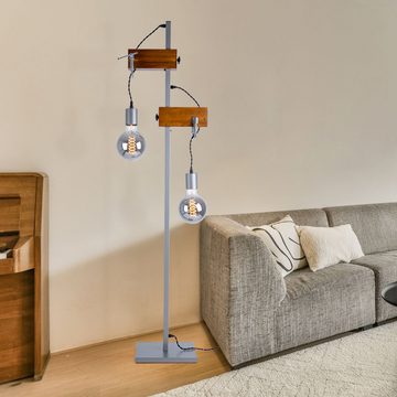 Globo Stehlampe, Leuchtmittel nicht inklusive, Retro Stehlampe Vintage Industrial Stehleuchte Holz Wohnzimmer