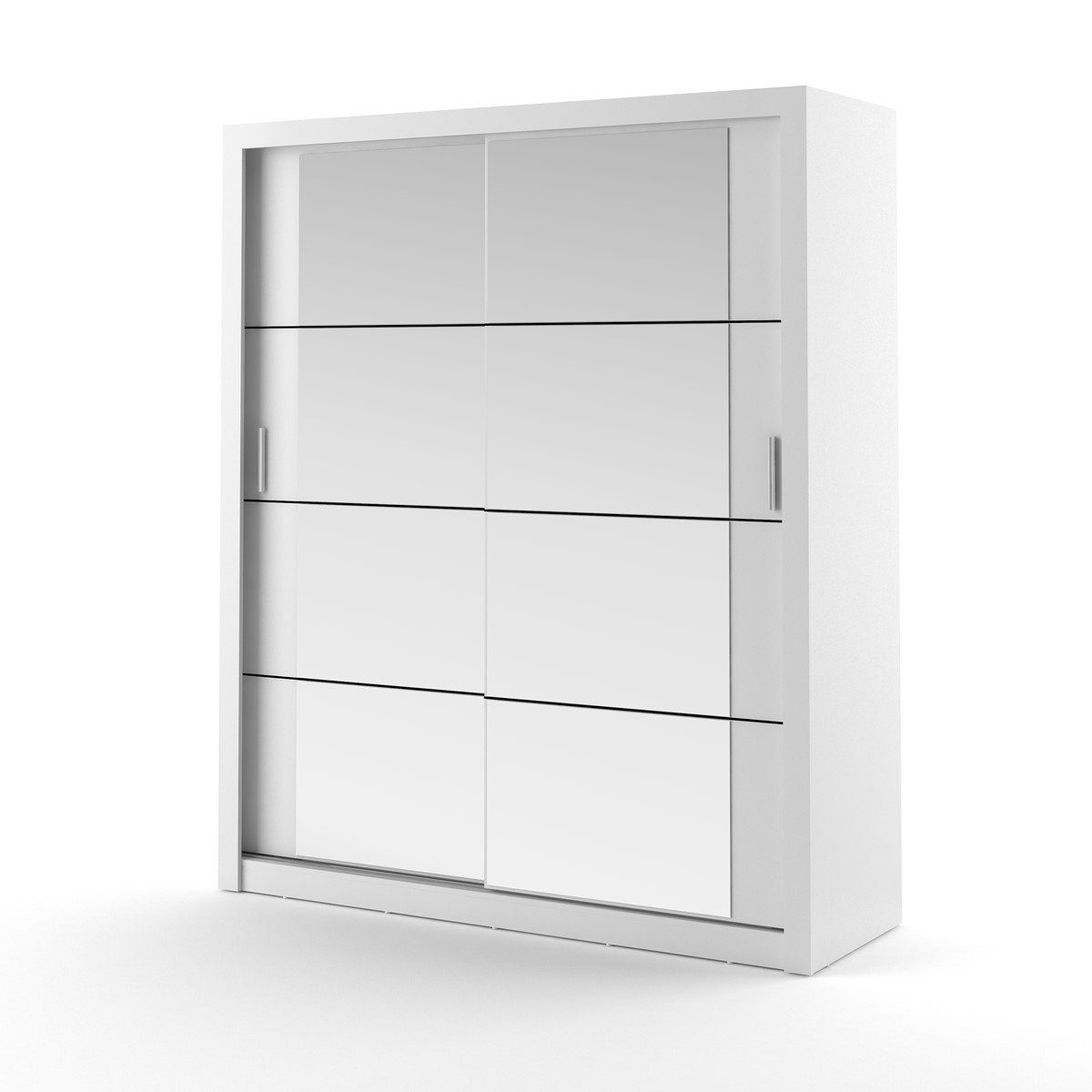 Compleo Kleiderschrank Breite Weiß Spiegel mit ARTI 03, 180cm Mehrweckschrank