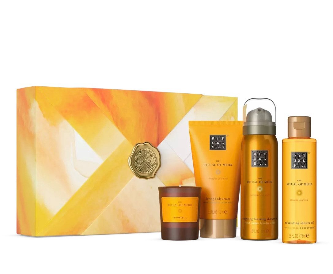 Rituals Pflege-Geschenkset The Ritual of Mehr 4-teiliges Set, Mit belebender Süßorange und beruhigendem Zedernholz