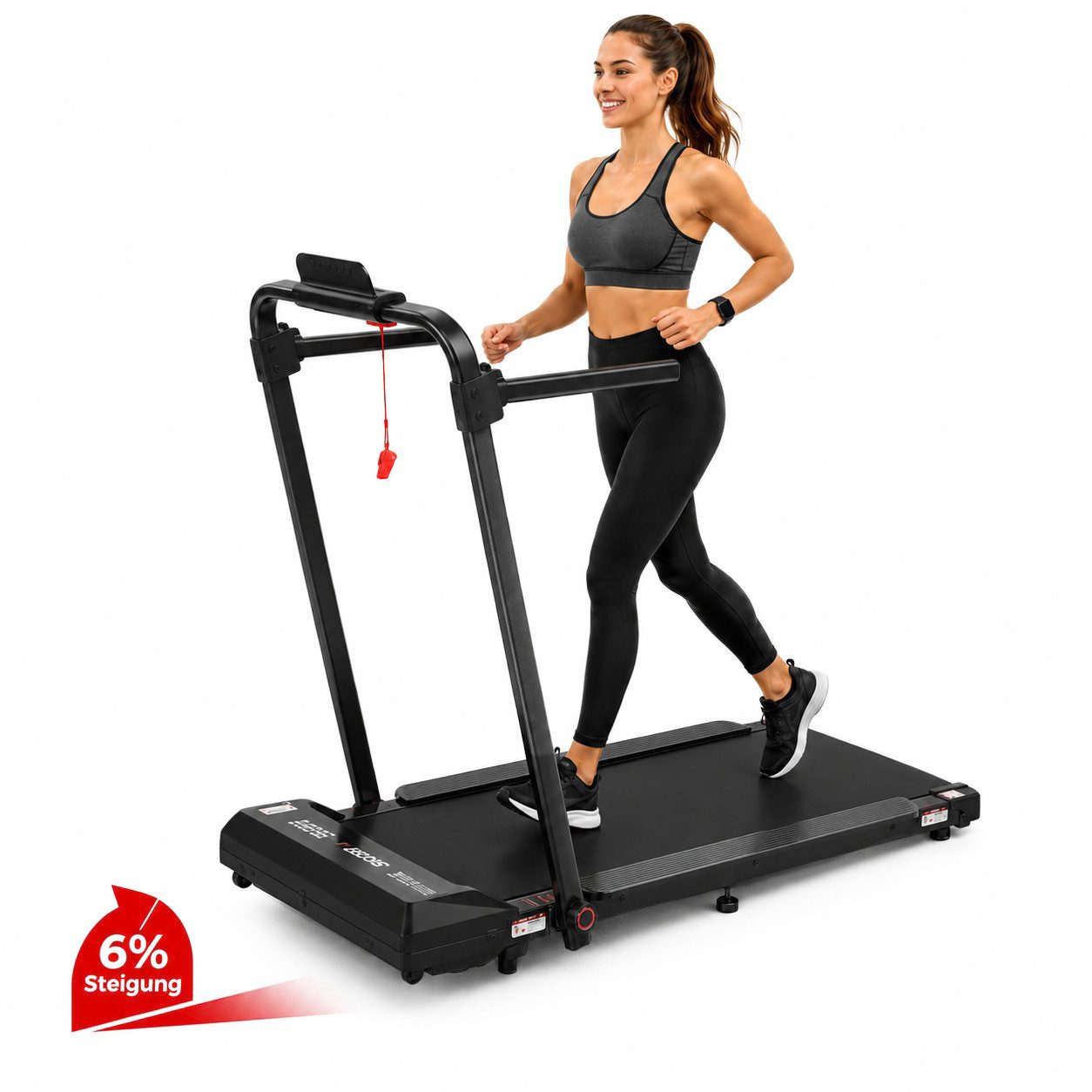 LIKESPORTING Laufband klappbar, 1400W 2 PS Walking Pad, 1–8 km/h, 6% Steigung, 100×40 cm Lauffläche, 120 kg, LED-Display, Fernbedienung