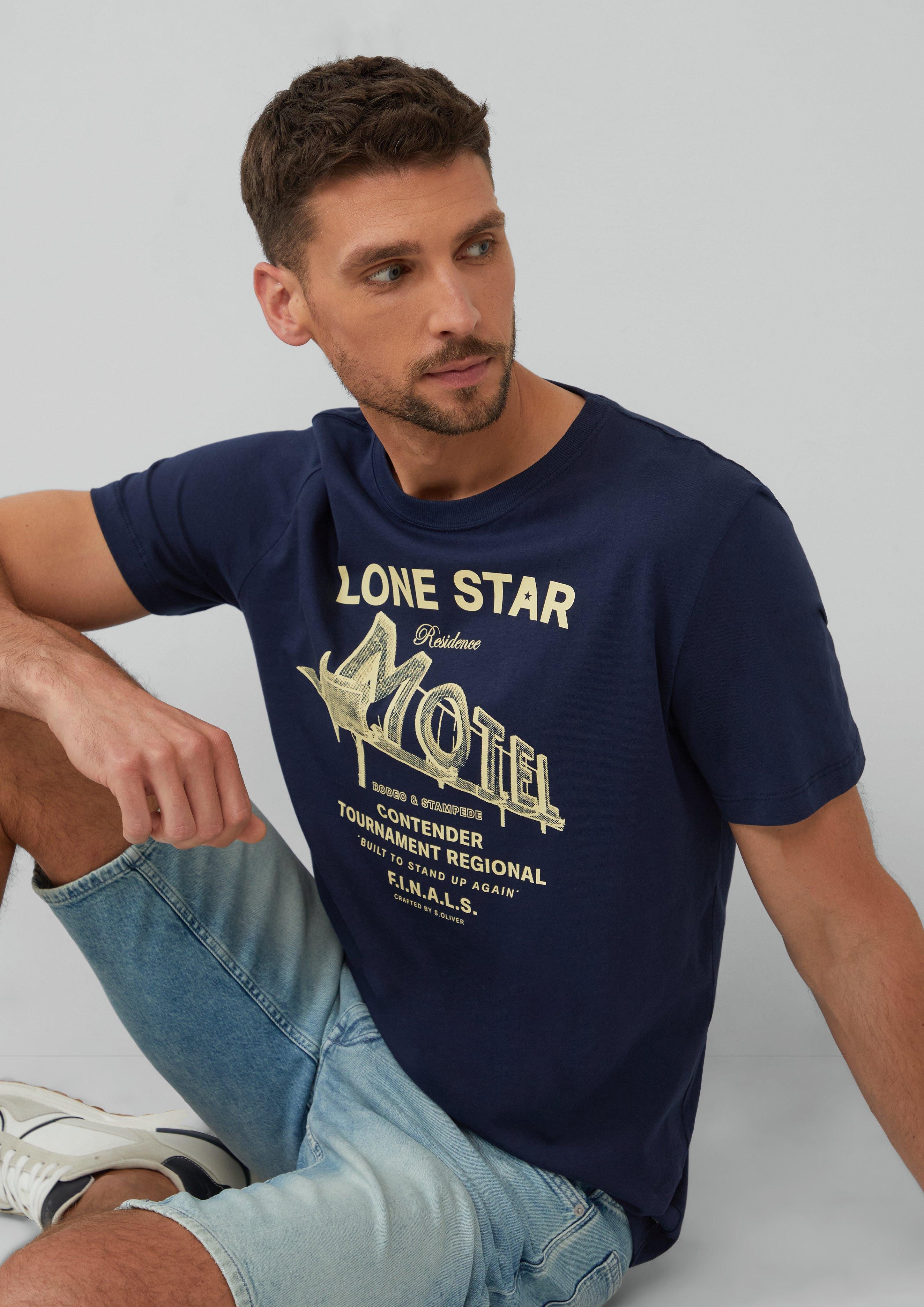 s.Oliver Kurzarmshirt T-Shirt mit Artwork Stickerei günstig online kaufen