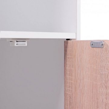 furnicato Bücherregal Design SAMO Modern Holz Weiß mit Türen Sonoma Eiche freistehend