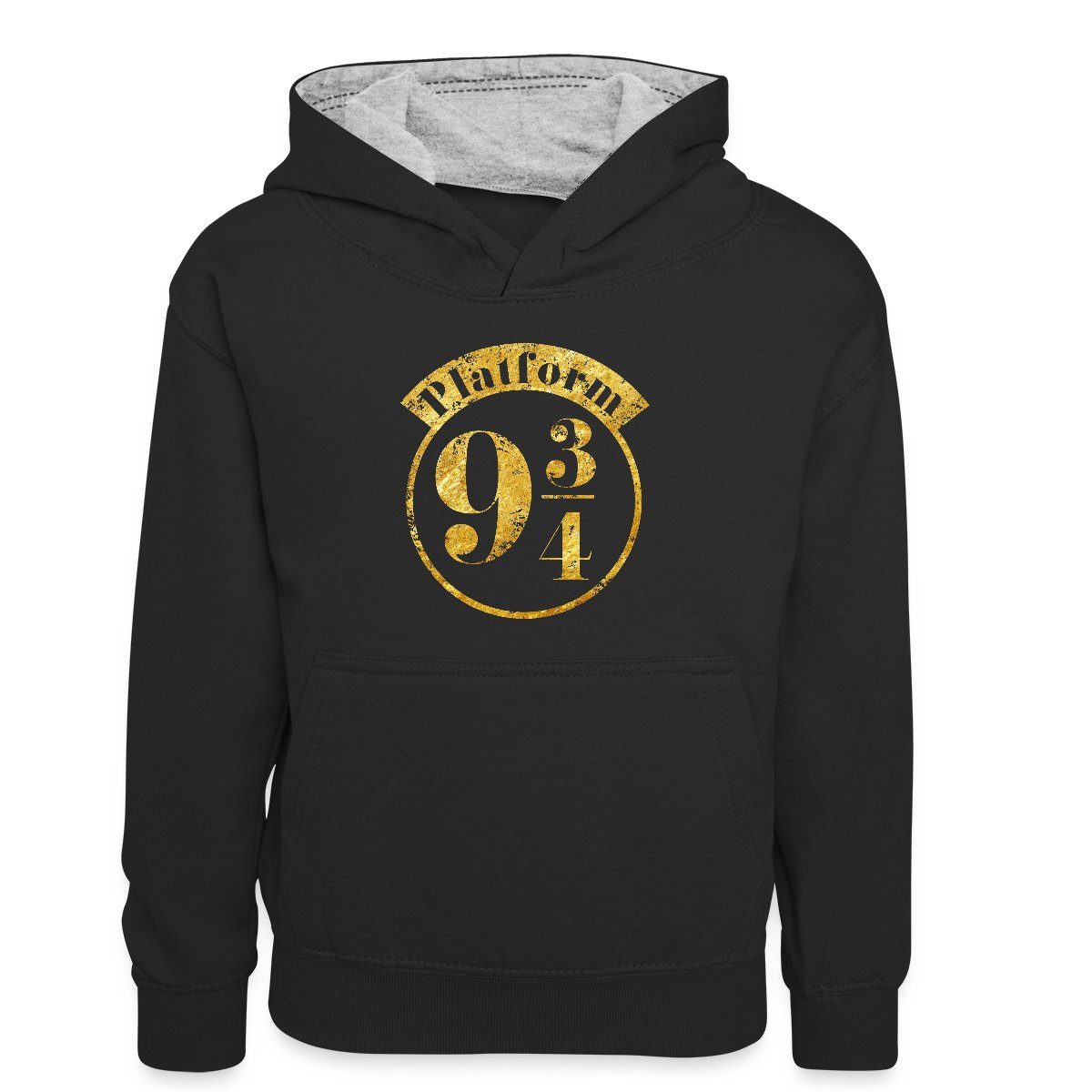 Hoodie Harry Potter Platform 9 3/4 Gold Kinder Kontrast-Hoodie