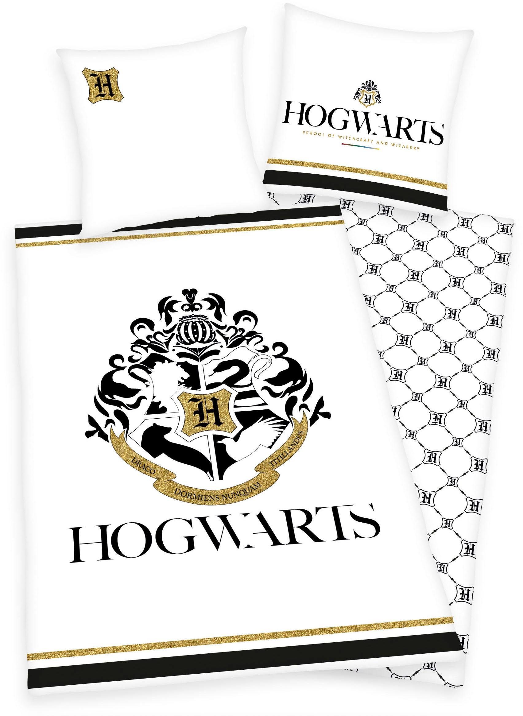 Harry Potter Wendebettwäsche Hogwarts, Renforcé, 2 teilig, mit Hogwarts Logo