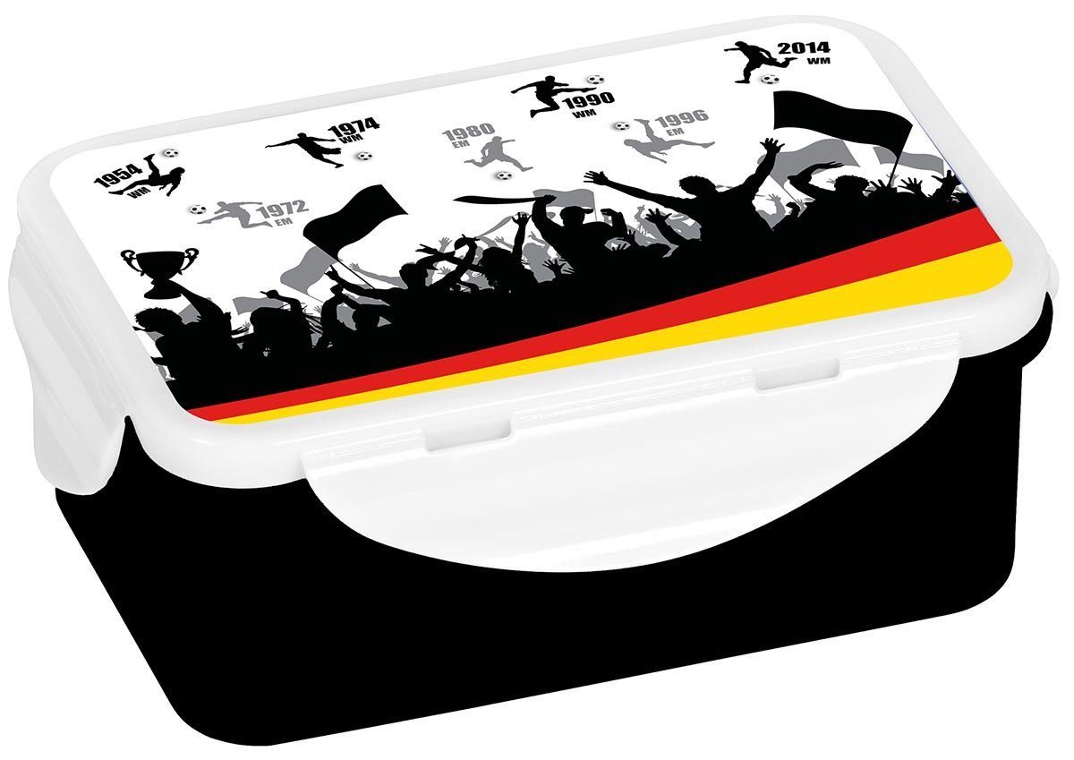 Geda Labels GmbH Lunchbox Fußball Titel, PP, (1-tlg), Schwarz, 1100 ml, spülmaschinengeeignet