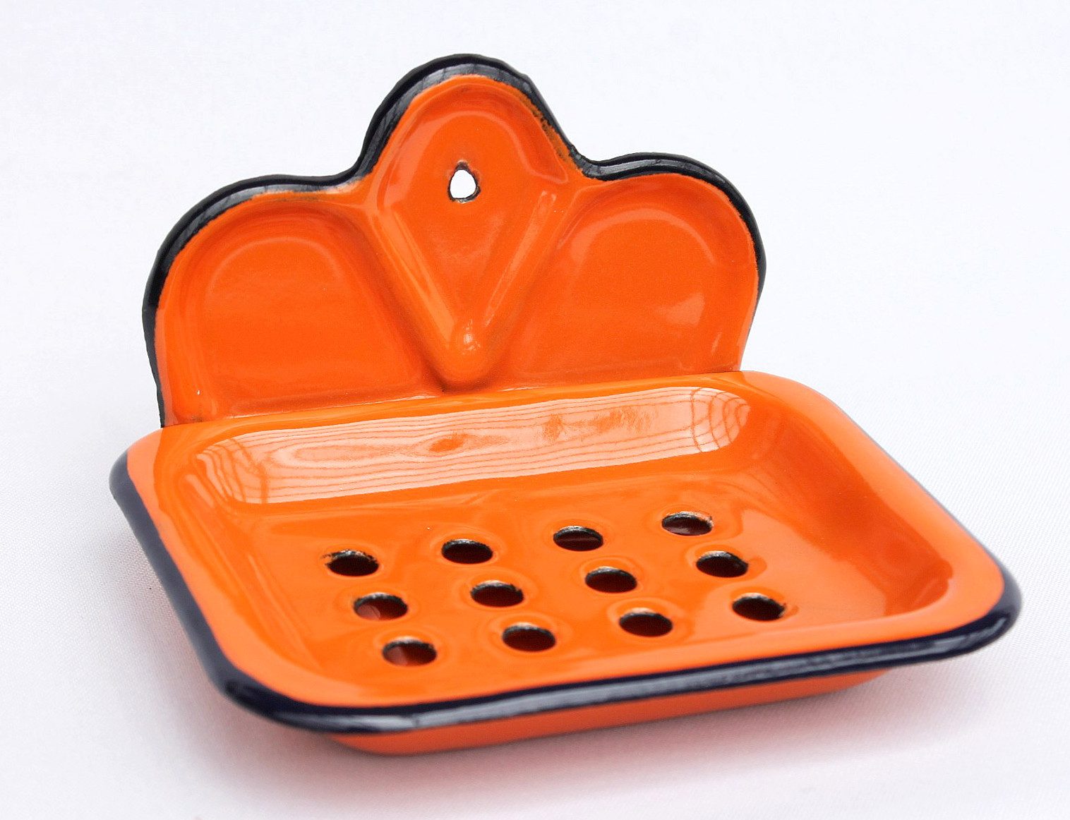 DanDiBo Seifenschale 618 Orange Seifenhalter 13 cm emailliert Emaille Seifenspender