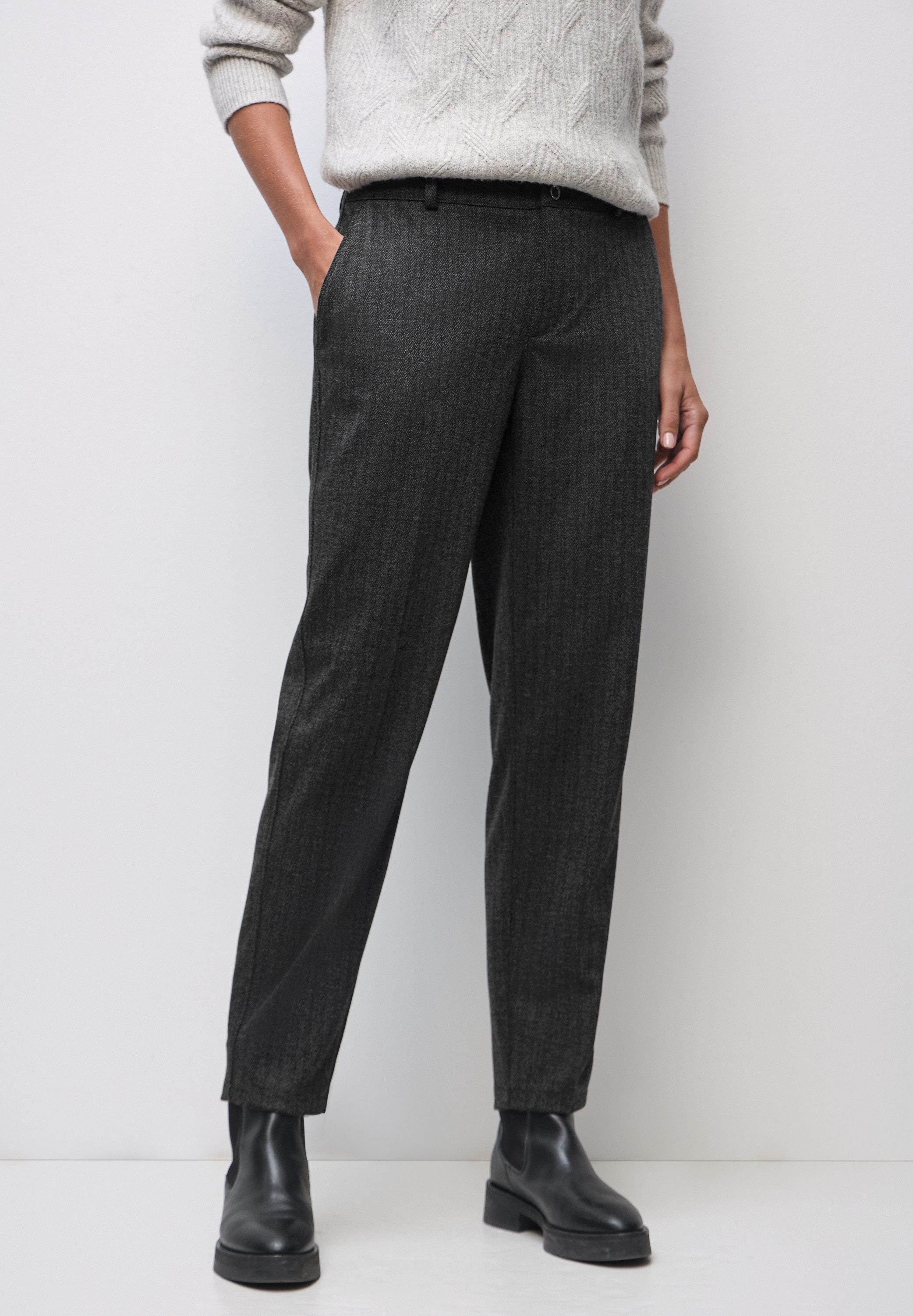 STREET ONE Chinohose mit Fischgratmuster günstig online kaufen