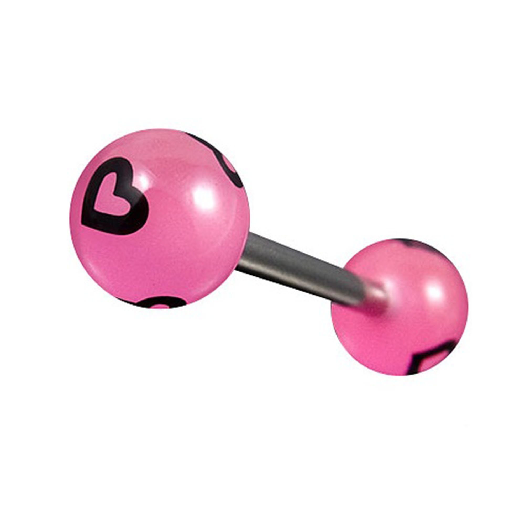 Taffstyle Piercing-Set Zungenpiercing Intim Brust Oral Kugel Ball Herz, Piercingfaktor Barbell Stab Hantel Stecker Ohr Tragus Helix Kugel Logo Pink